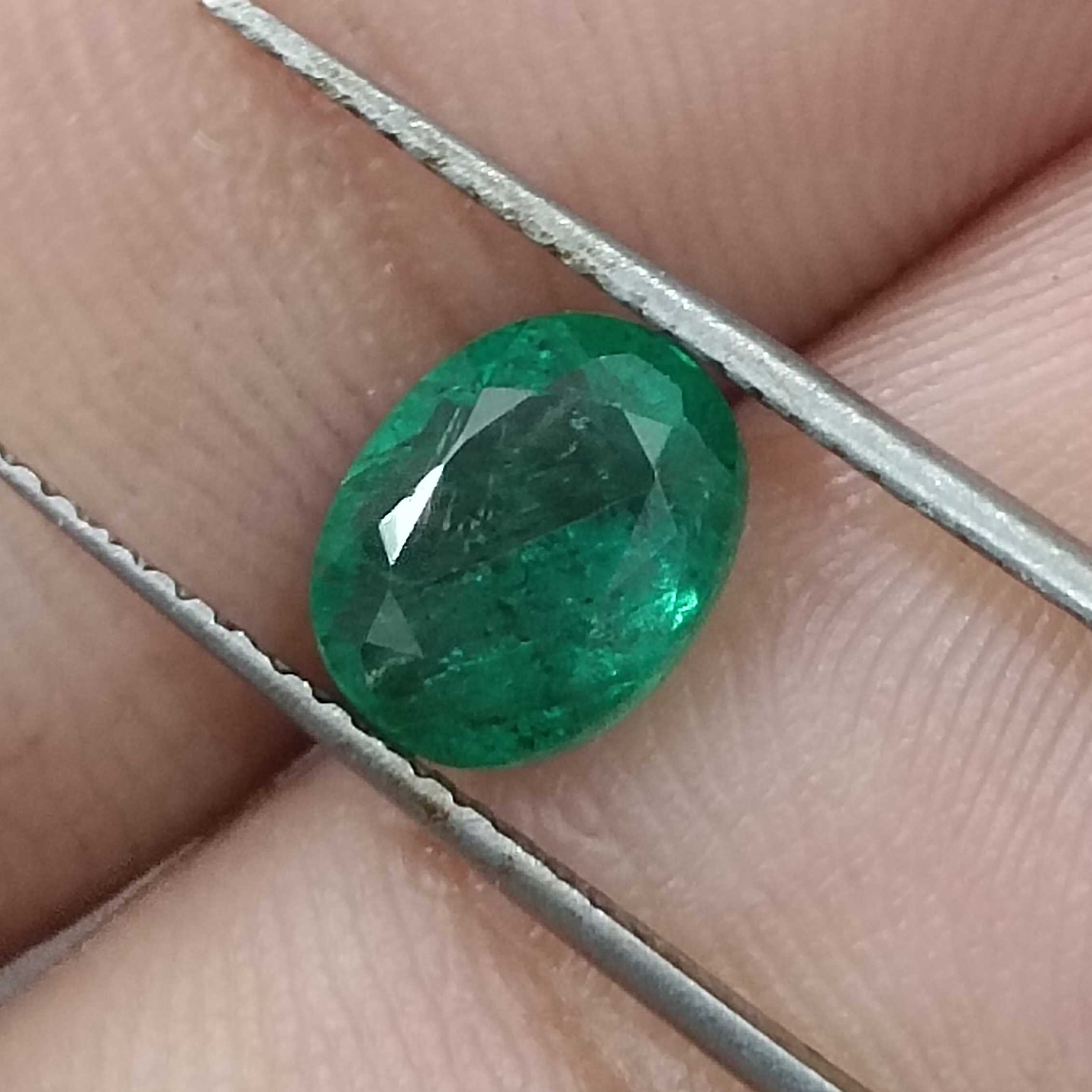 1.61ct GSI deep green color oval cut Zambian origin emerald gemstone /