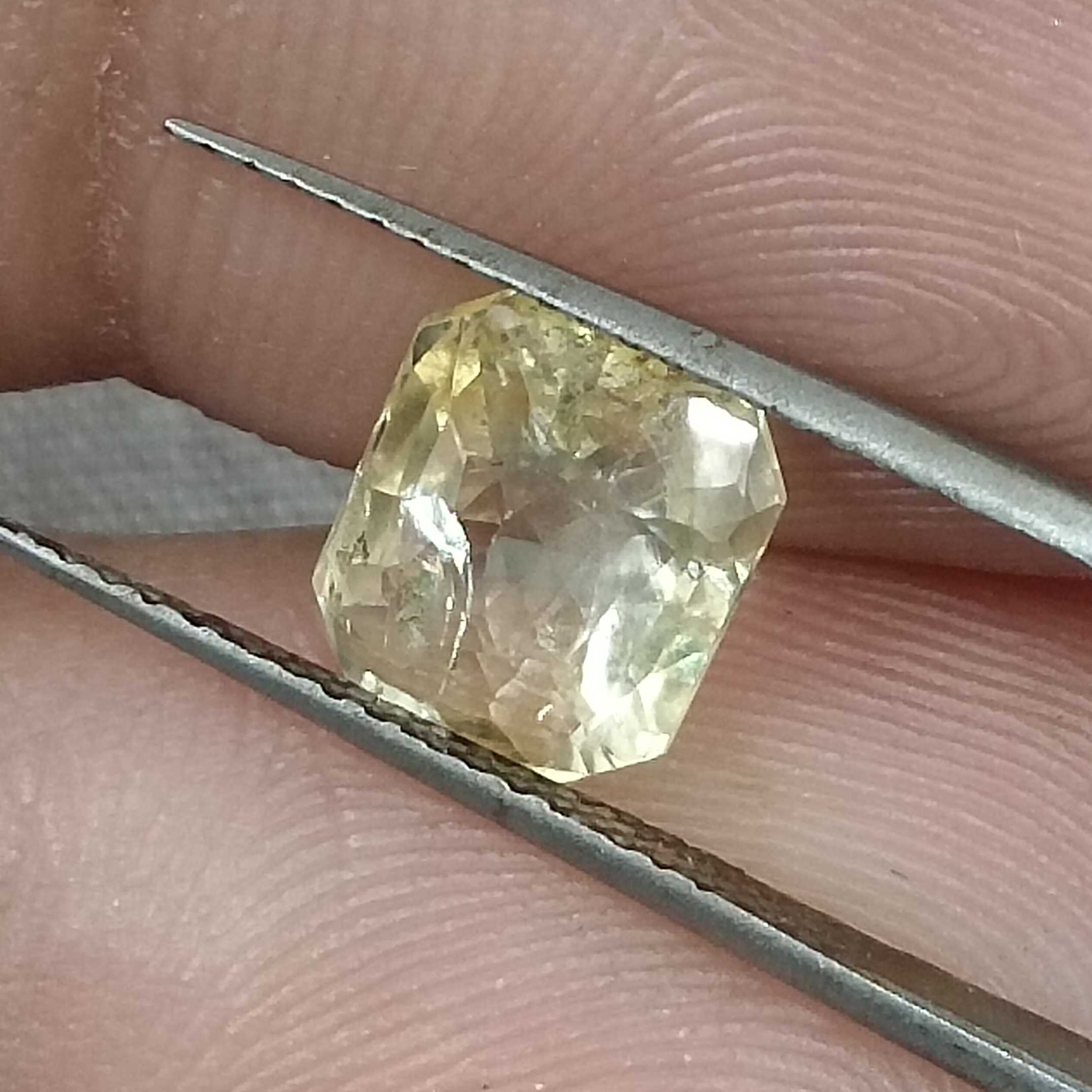 2.33ct GSI certified octagon cut unheated Ceylon yellow sapphire stone/