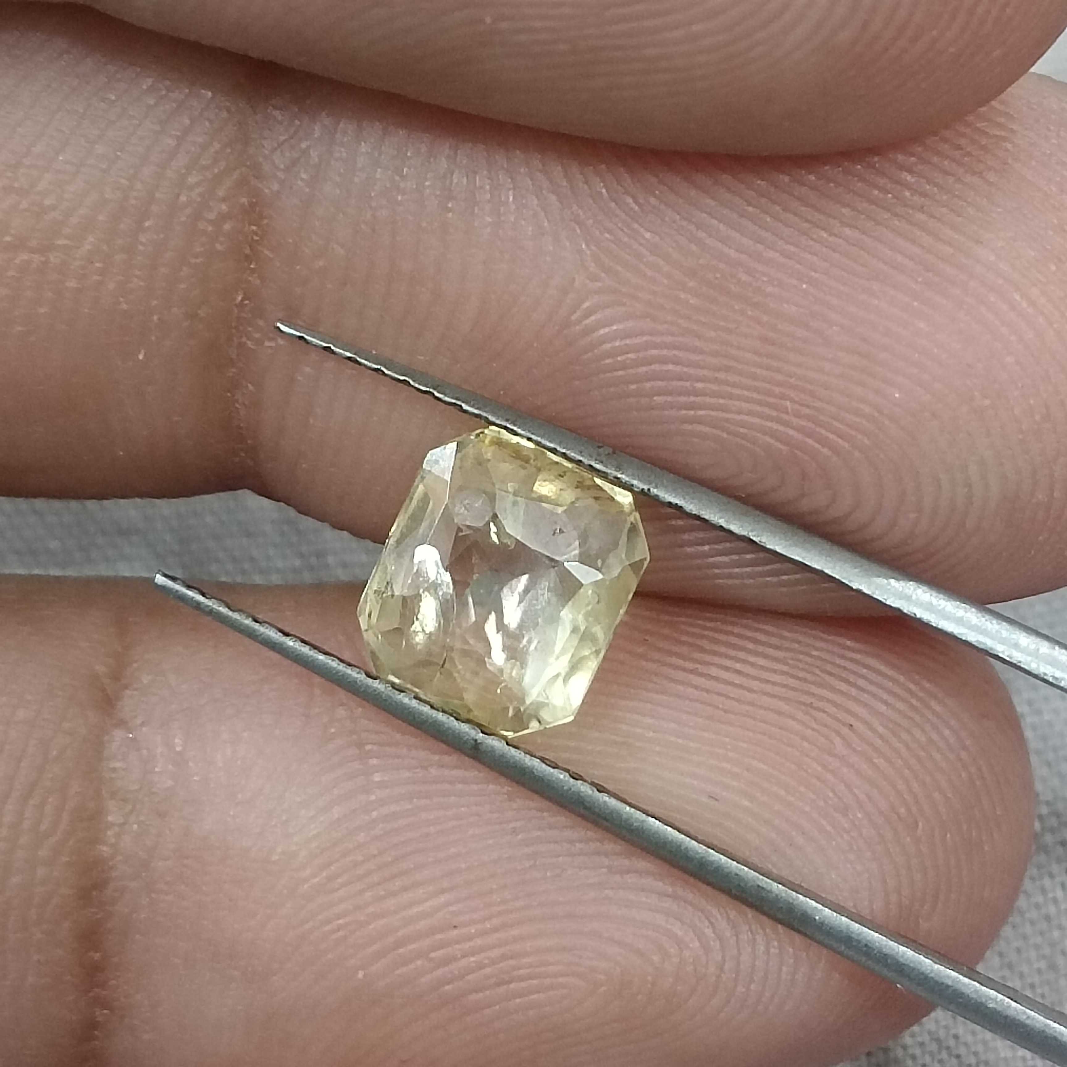 2.33ct GSI certified octagon cut unheated Ceylon yellow sapphire stone