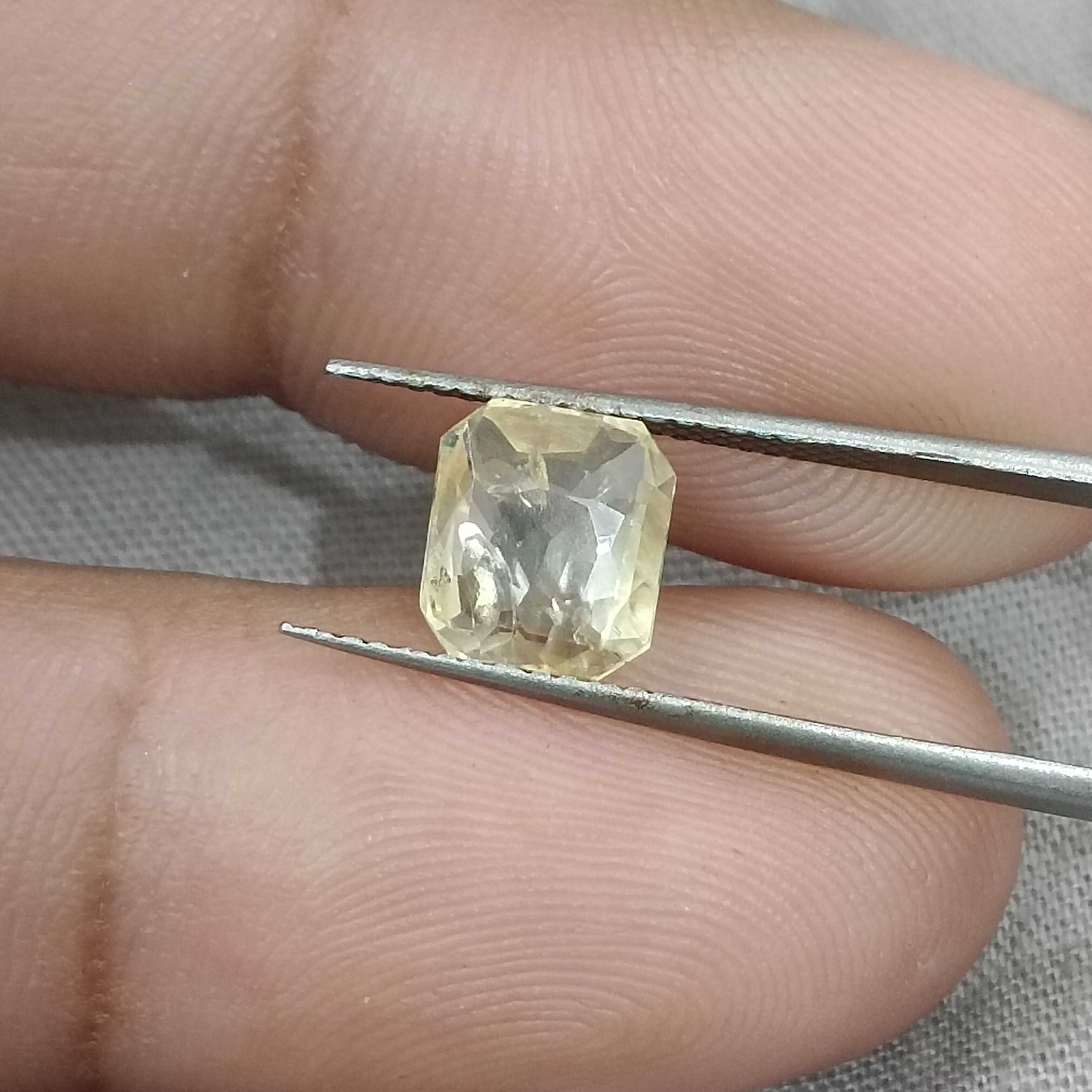 2.33ct GSI certified octagon cut unheated Ceylon yellow sapphire stone