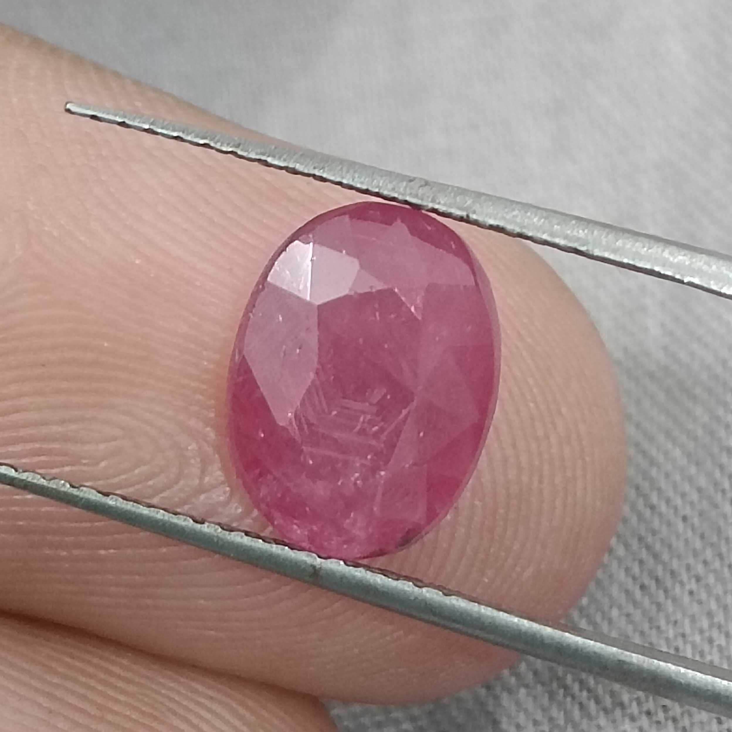 3.60ct GSI certified pinkish red oval cut unheated African ruby gem/