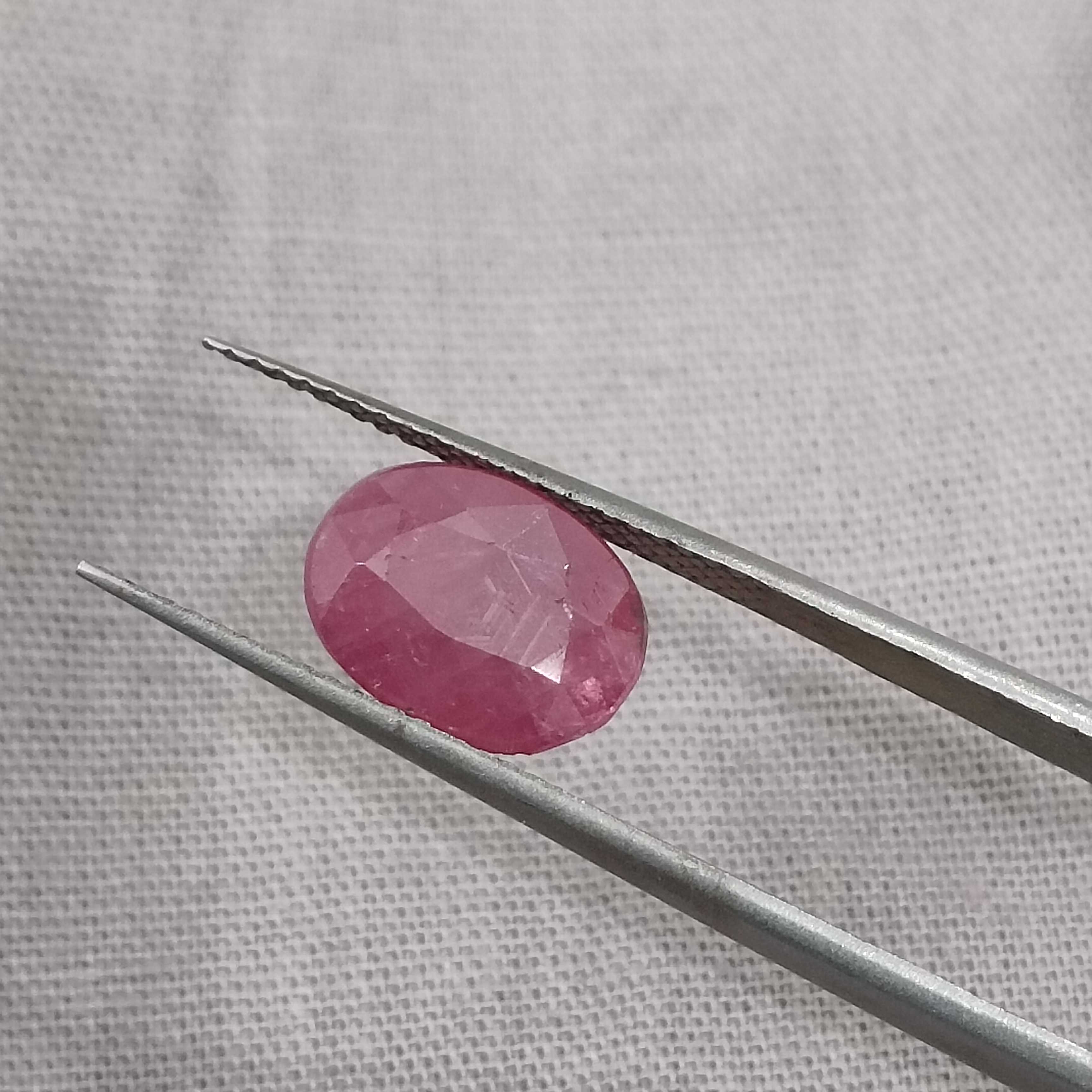 3.60ct GSI certified pinkish red oval cut unheated African ruby gem