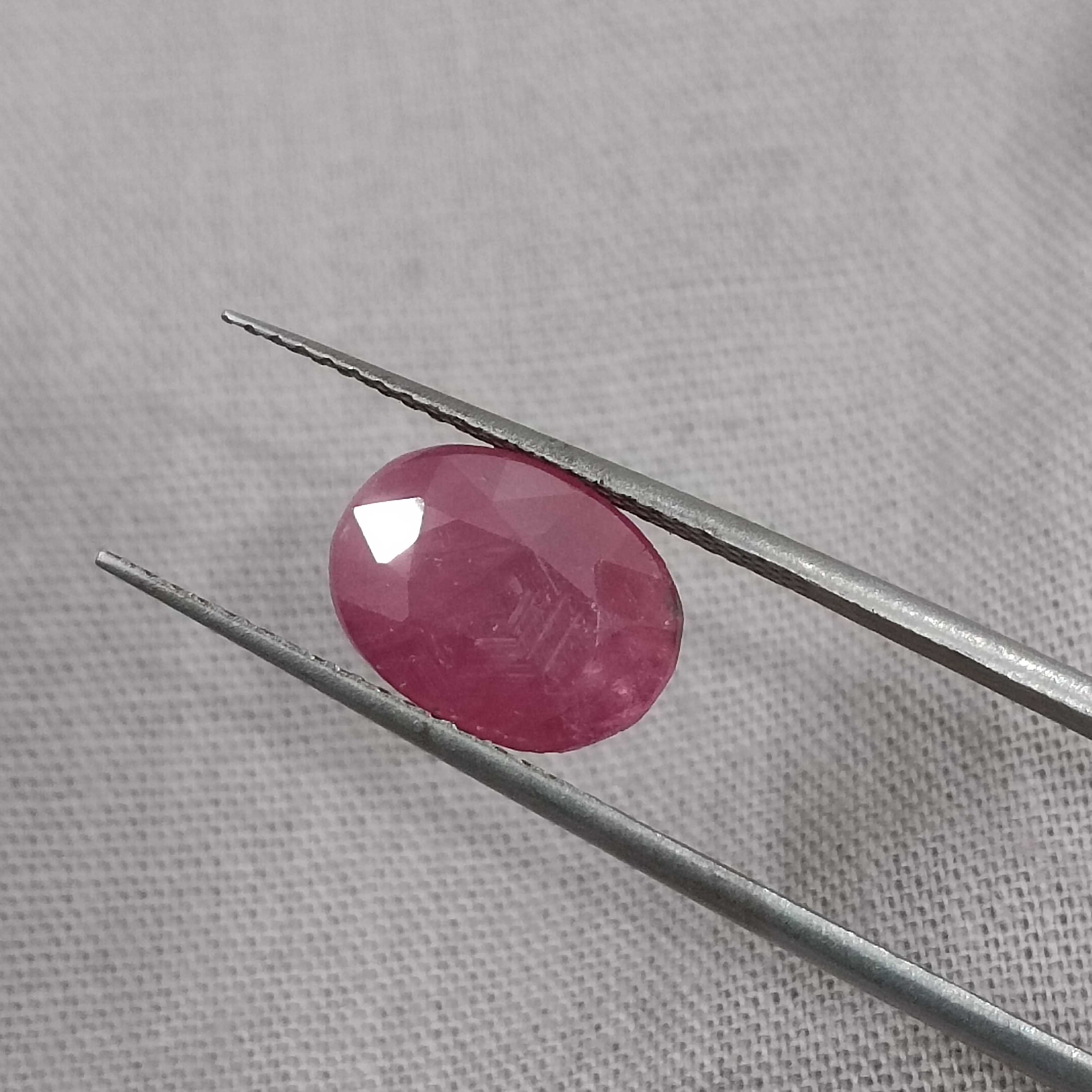 3.60ct GSI certified pinkish red oval cut unheated African ruby gem