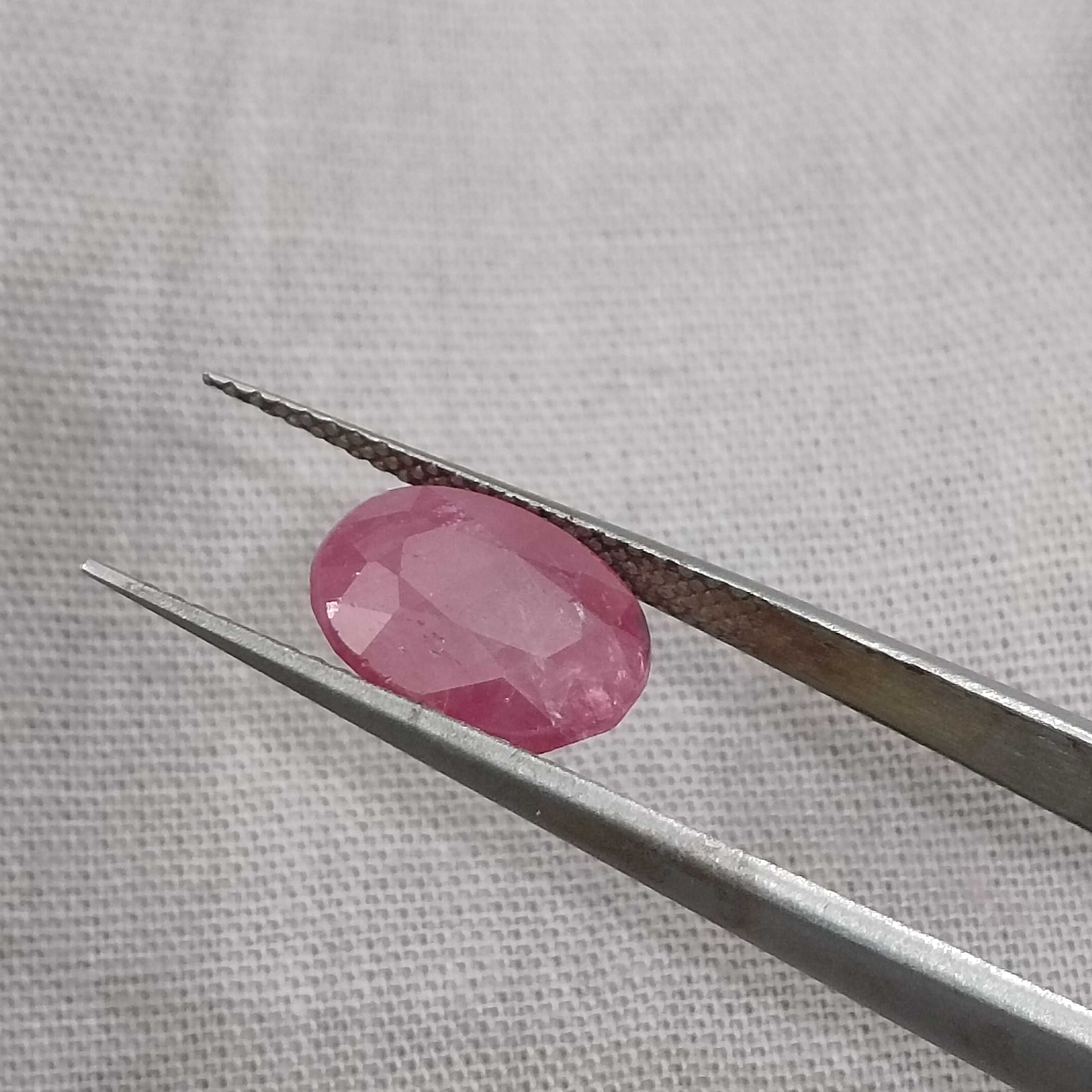 3.60ct GSI certified pinkish red oval cut unheated African ruby gem