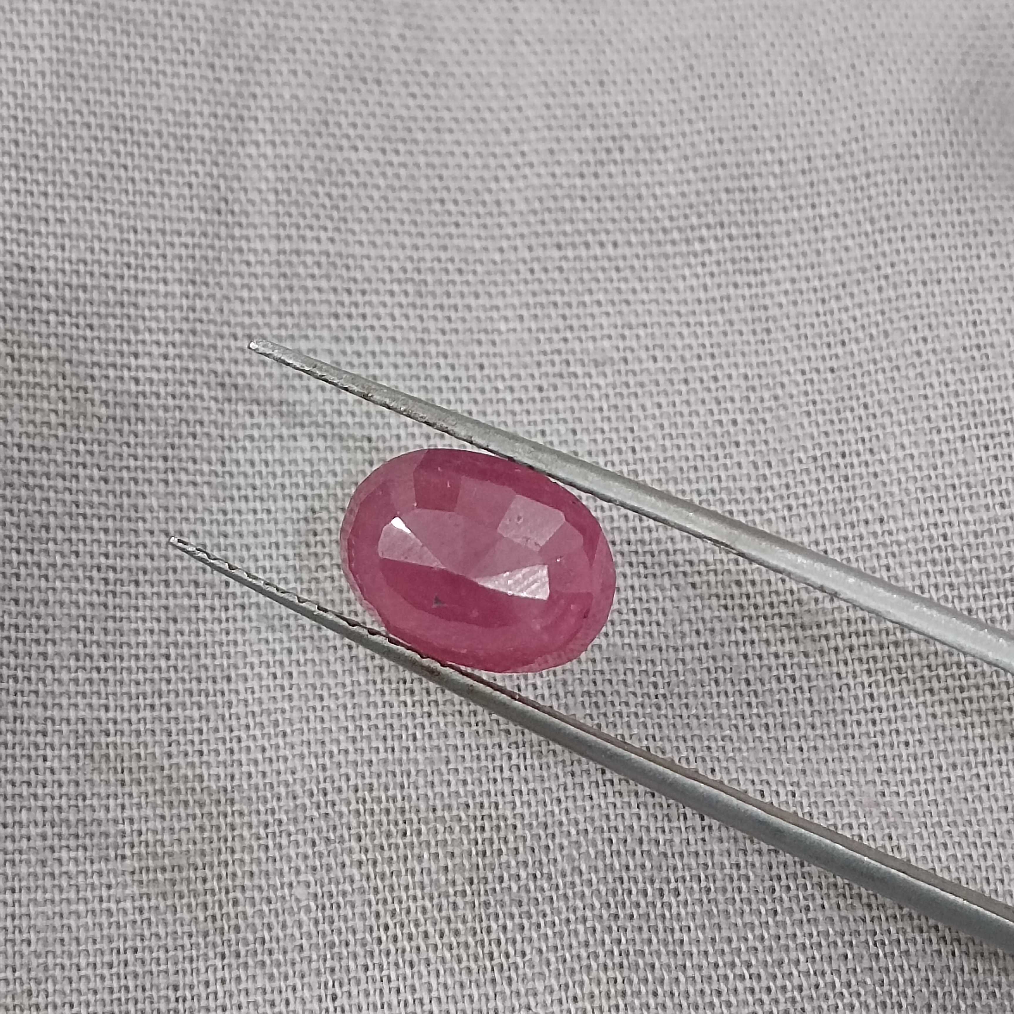 3.60ct GSI certified pinkish red oval cut unheated African ruby gem