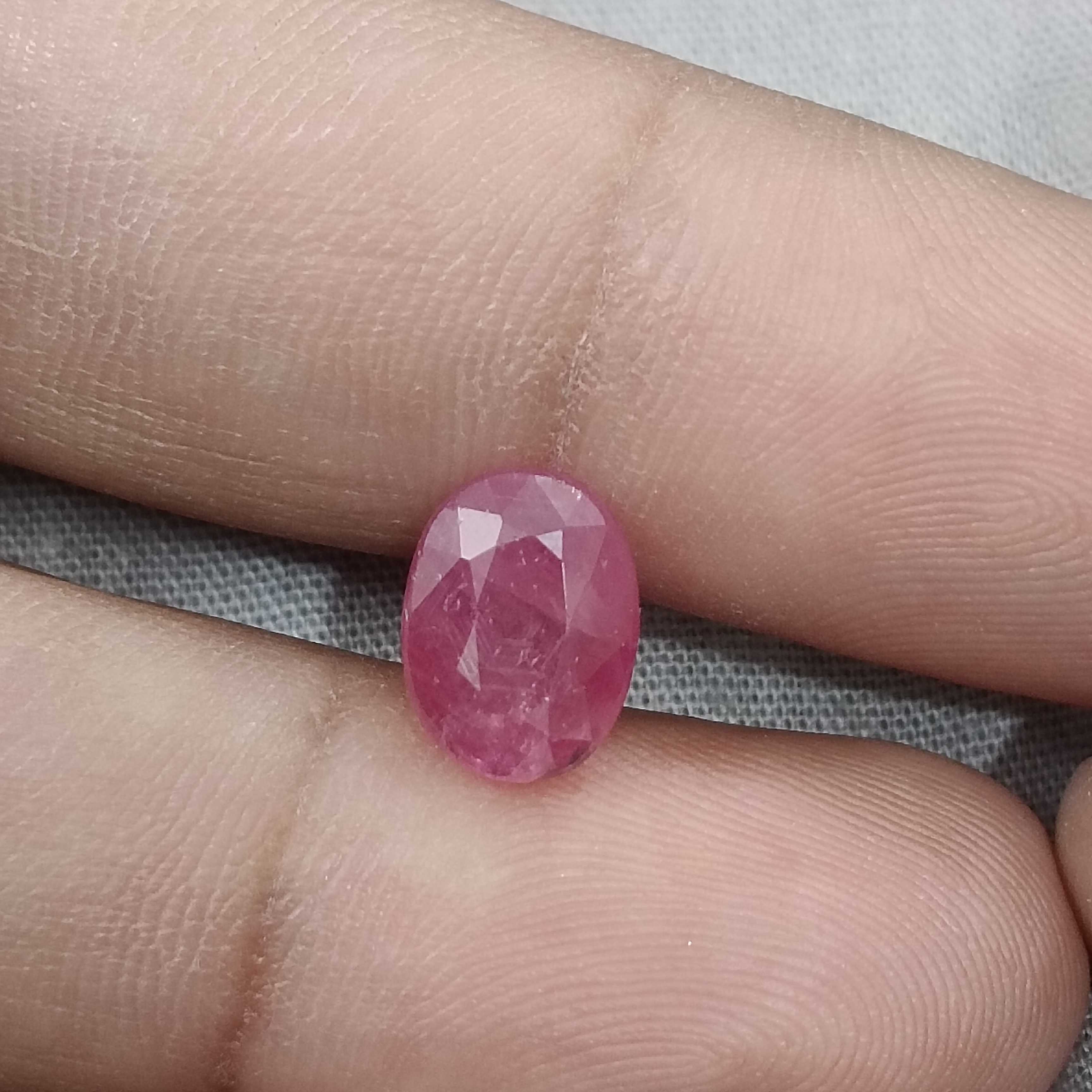 3.60ct GSI certified pinkish red oval cut unheated African ruby gem