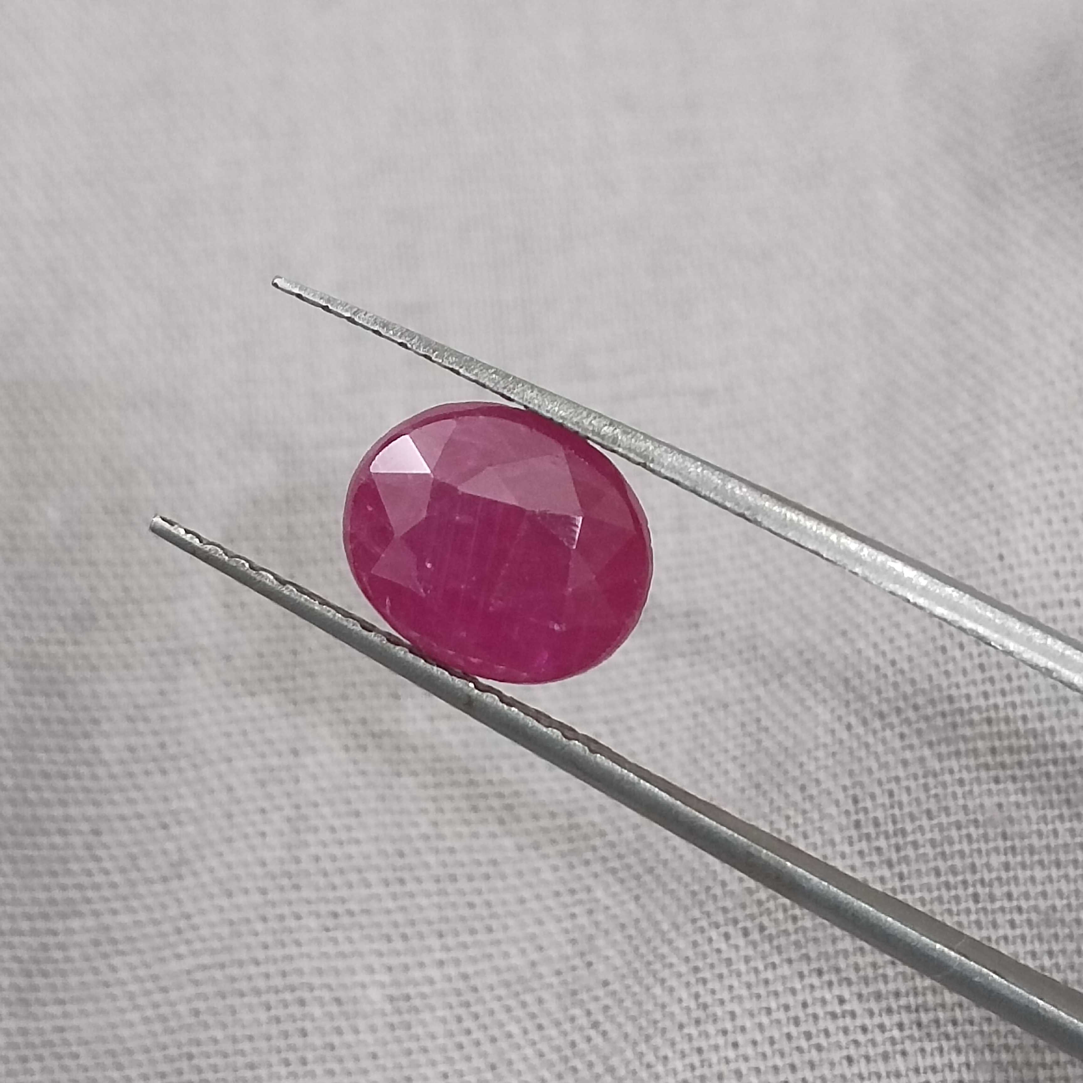 2.35ct GSI certified deep pinkish red oval cut Guiena origin ruby 