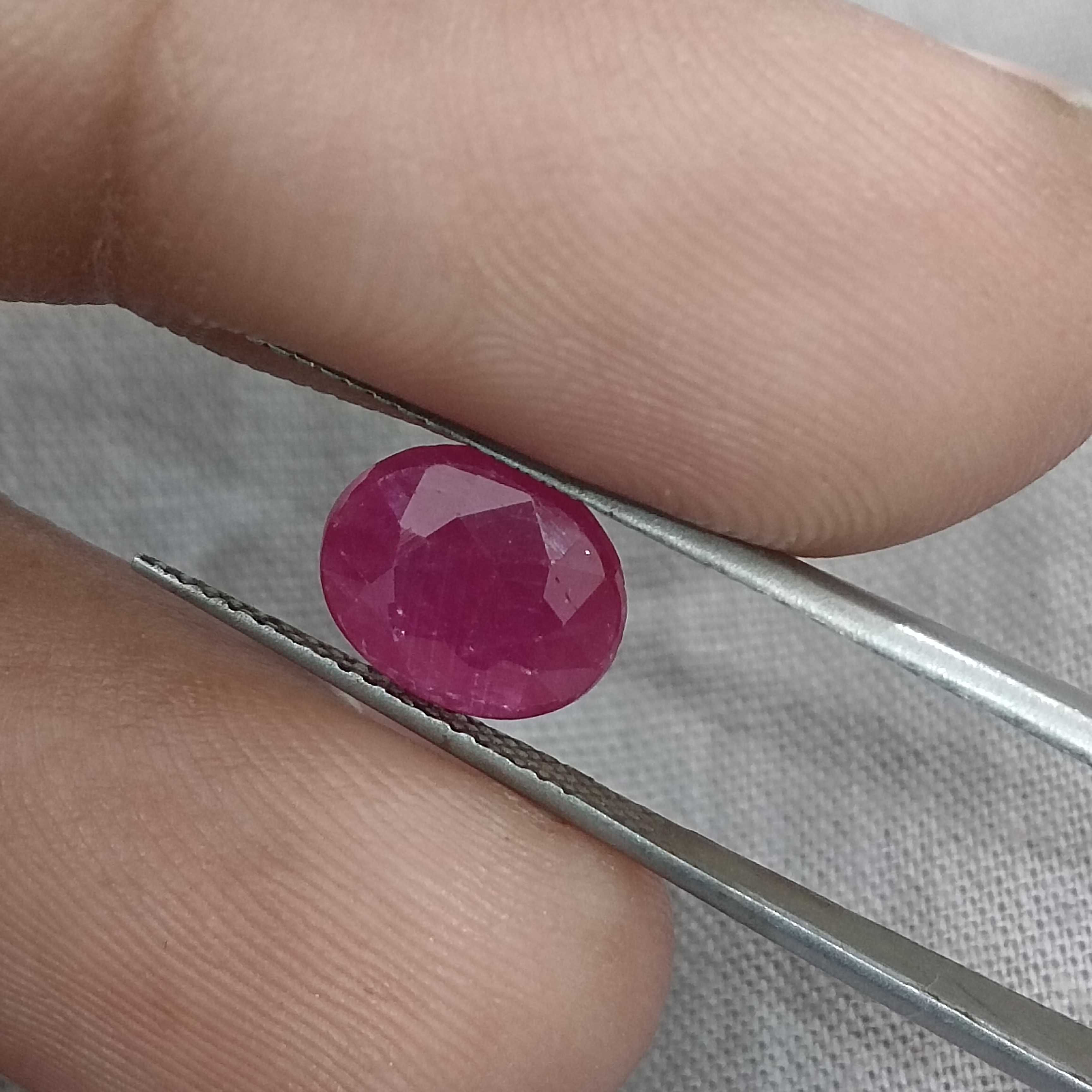 2.35ct GSI certified deep pinkish red oval cut Guiena origin ruby 