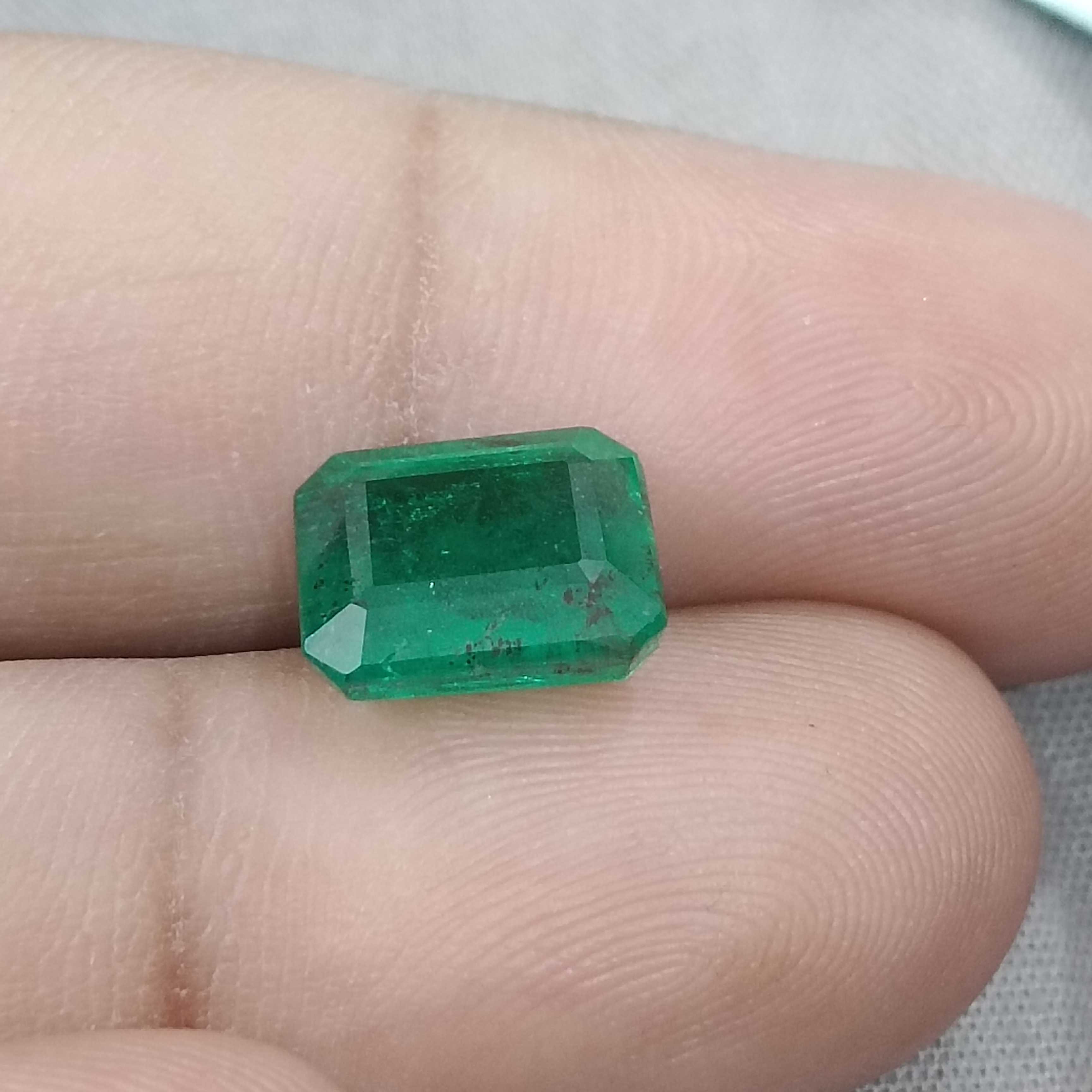 4.25ct GSI certified vivid green color octagon cut emerald gem