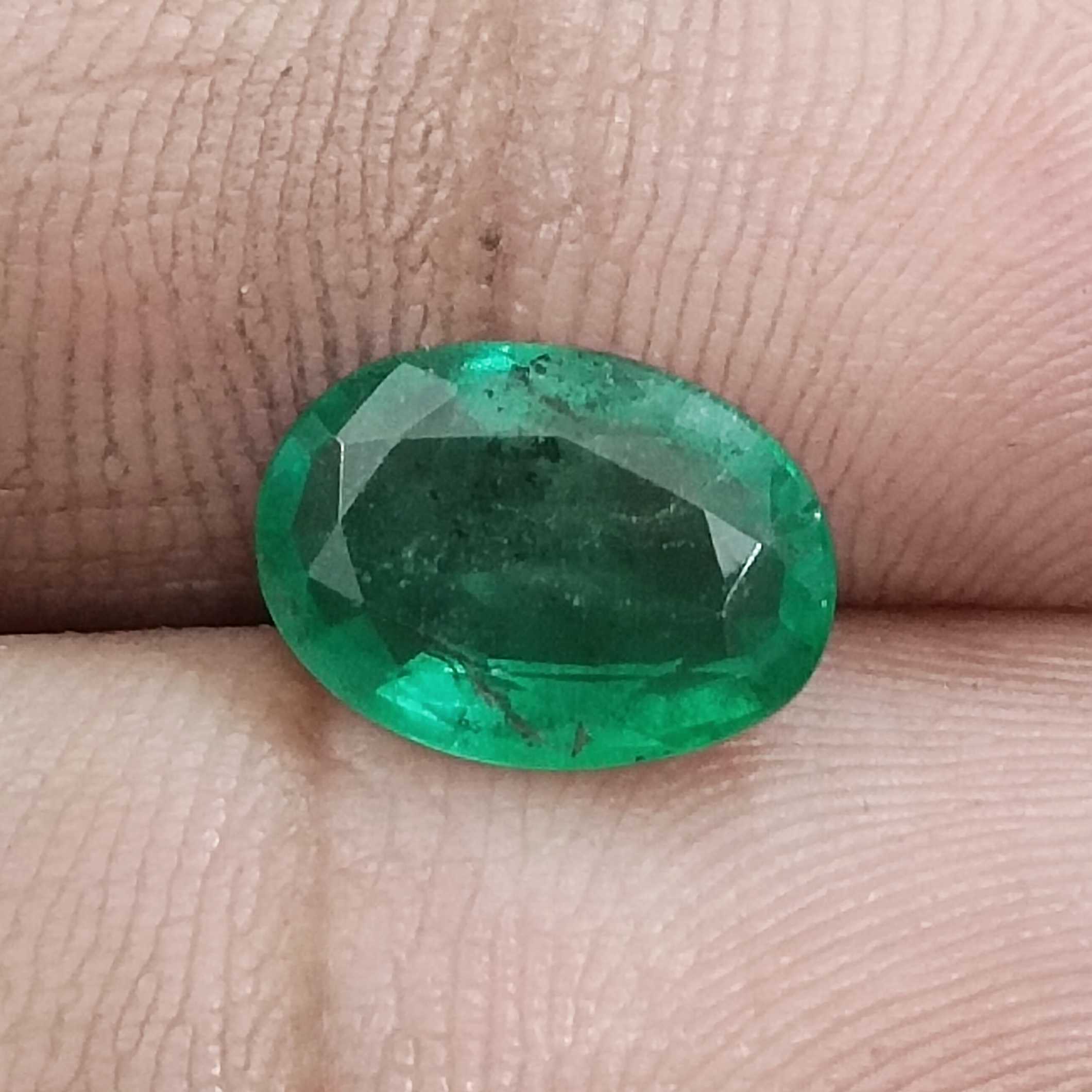 2.53ct GSI medium deep green oval mix cut emerald /