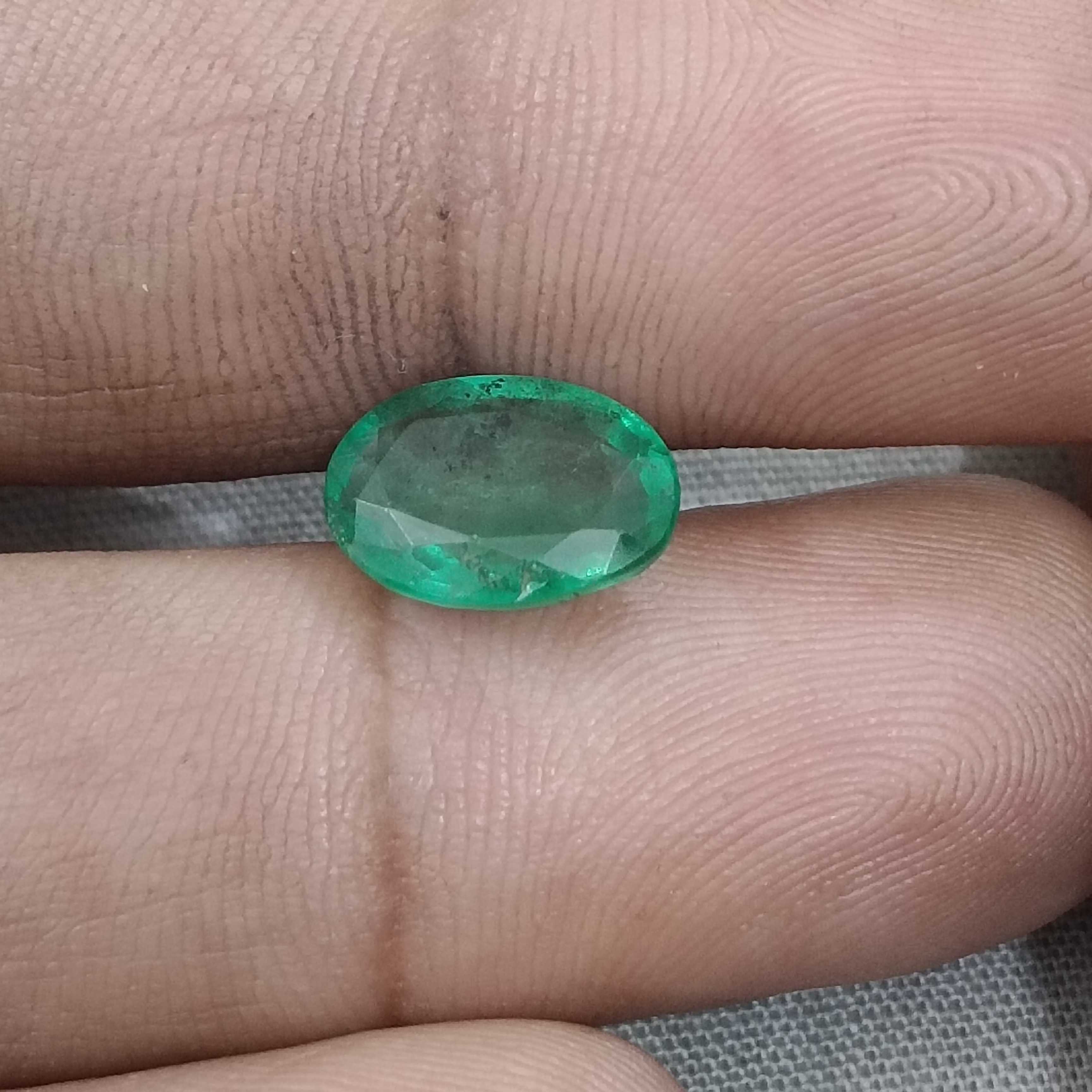 2.53ct GSI medium deep green oval mix cut emerald 