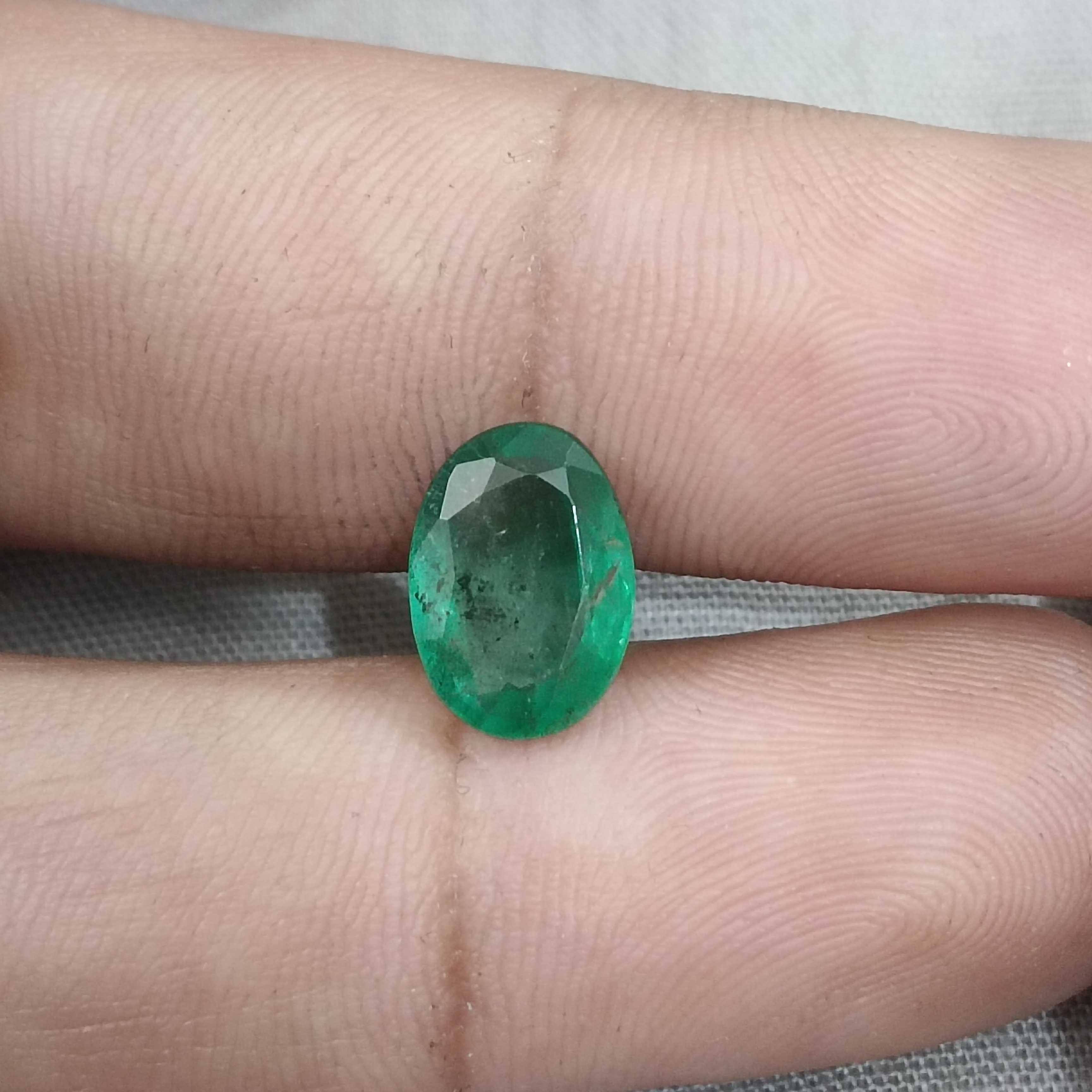 2.53ct GSI medium deep green oval mix cut emerald 