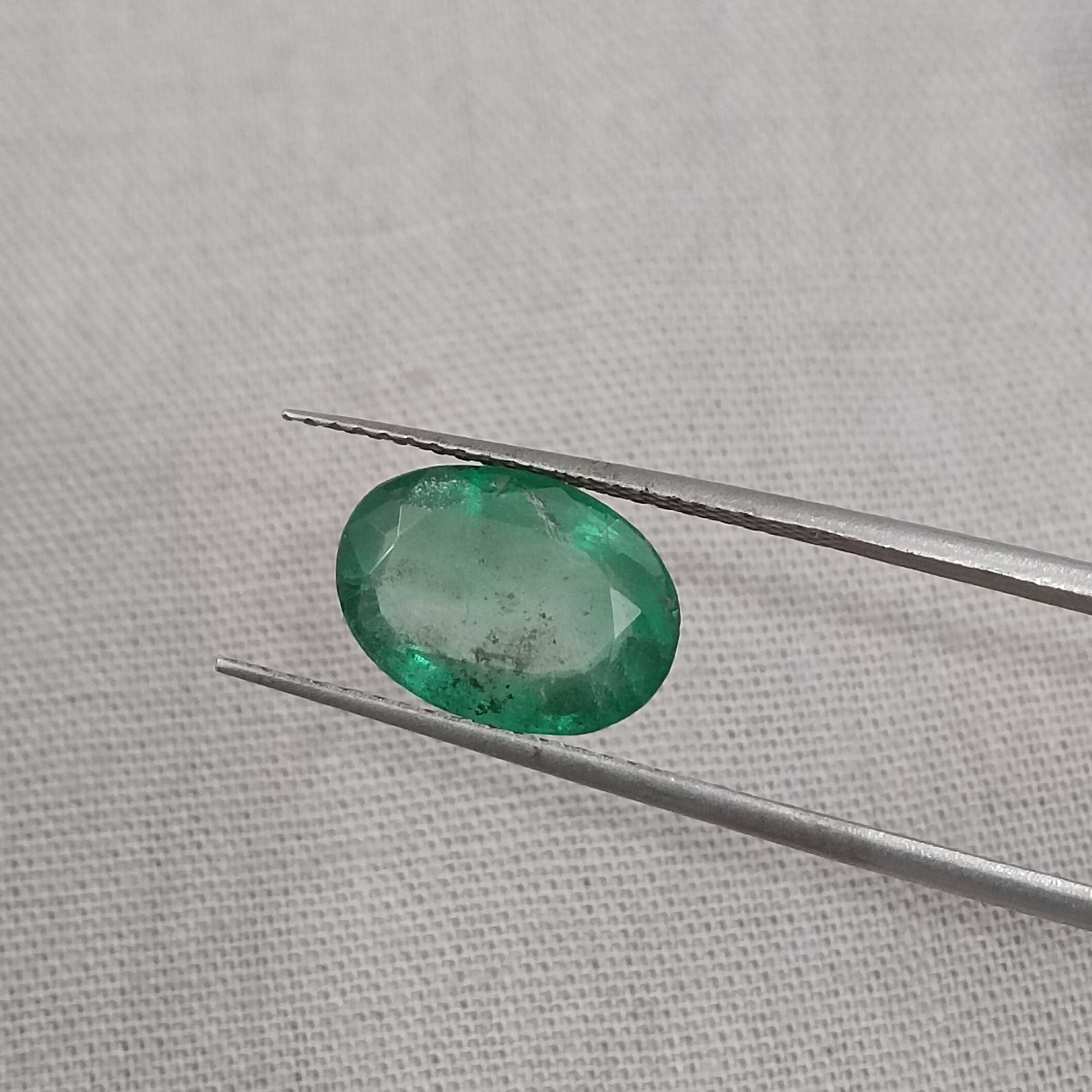 2.53ct GSI medium deep green oval mix cut emerald 