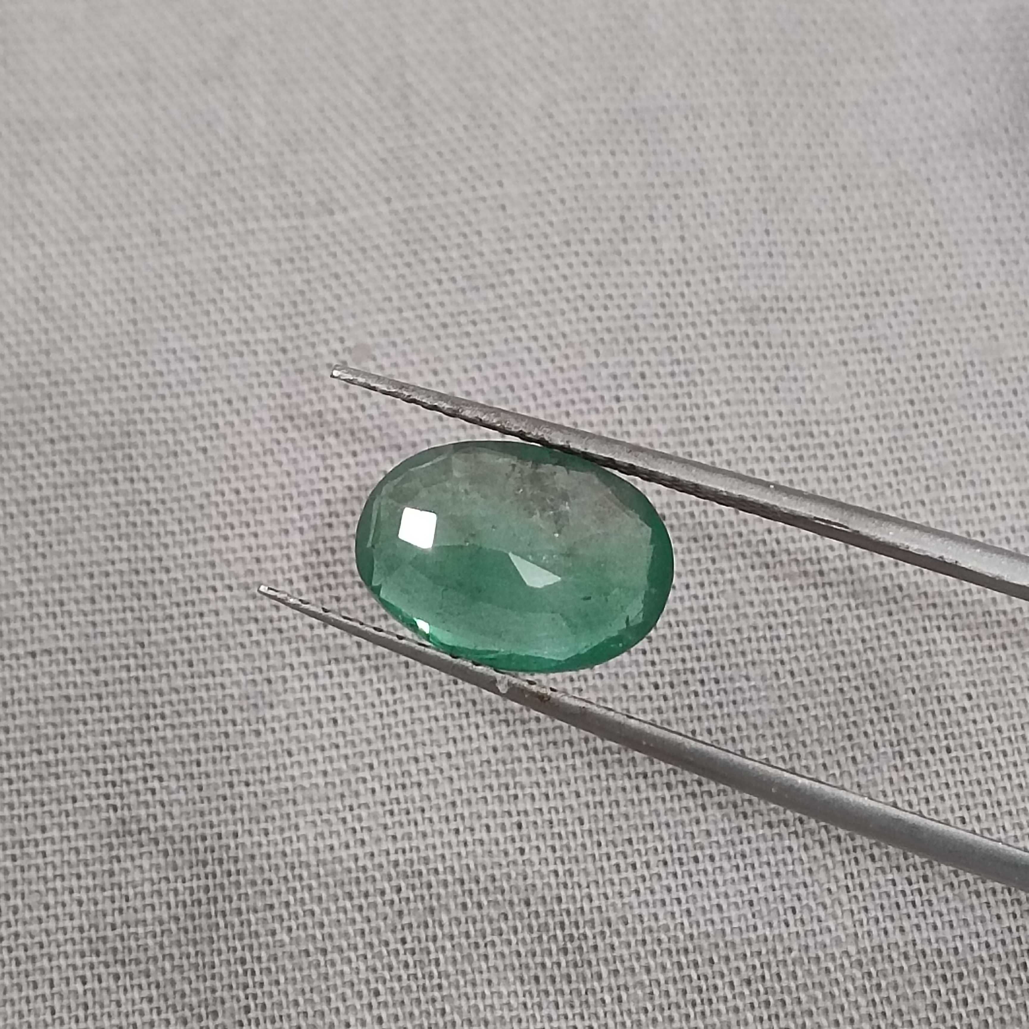 2.53ct GSI medium deep green oval mix cut emerald 