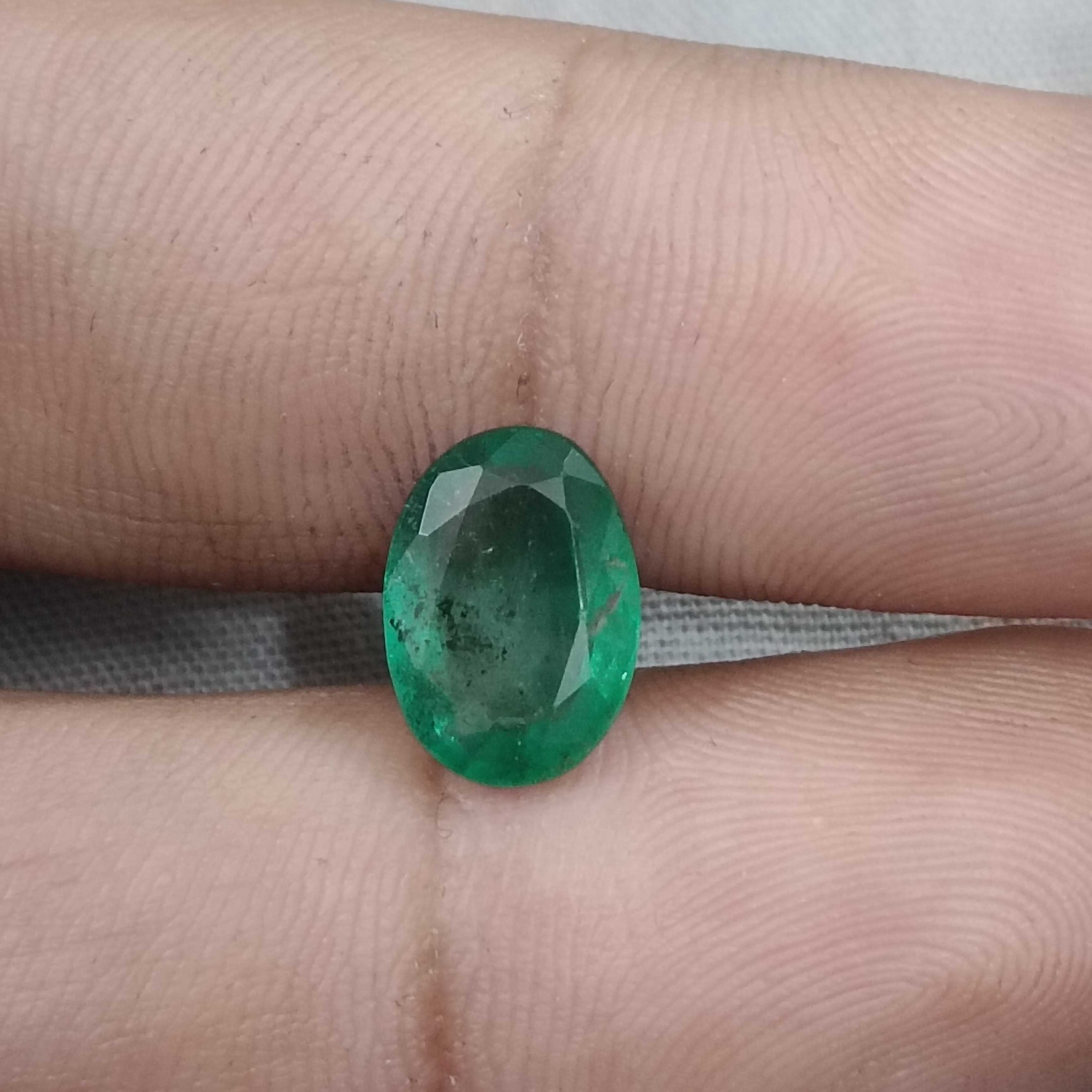 2.53ct GSI medium deep green oval mix cut emerald 