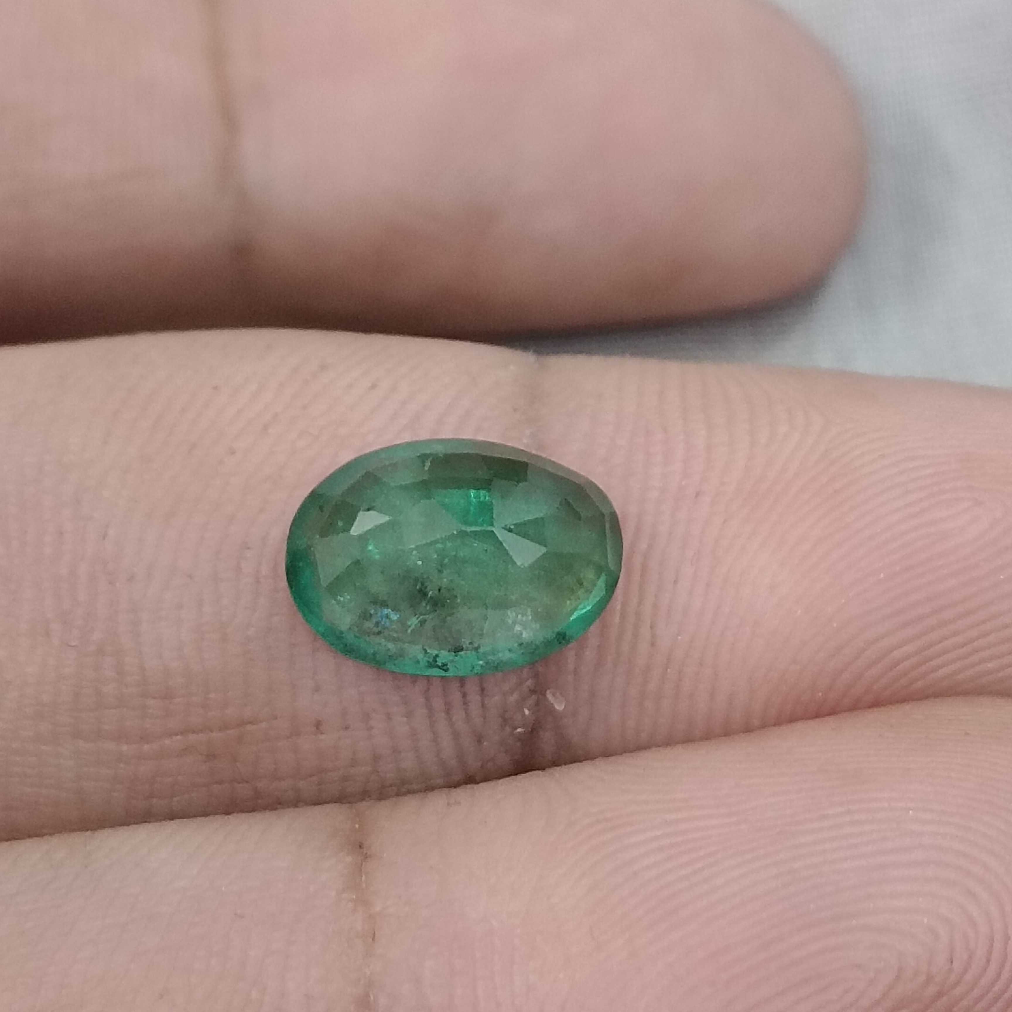 2.53ct GSI medium deep green oval mix cut emerald 