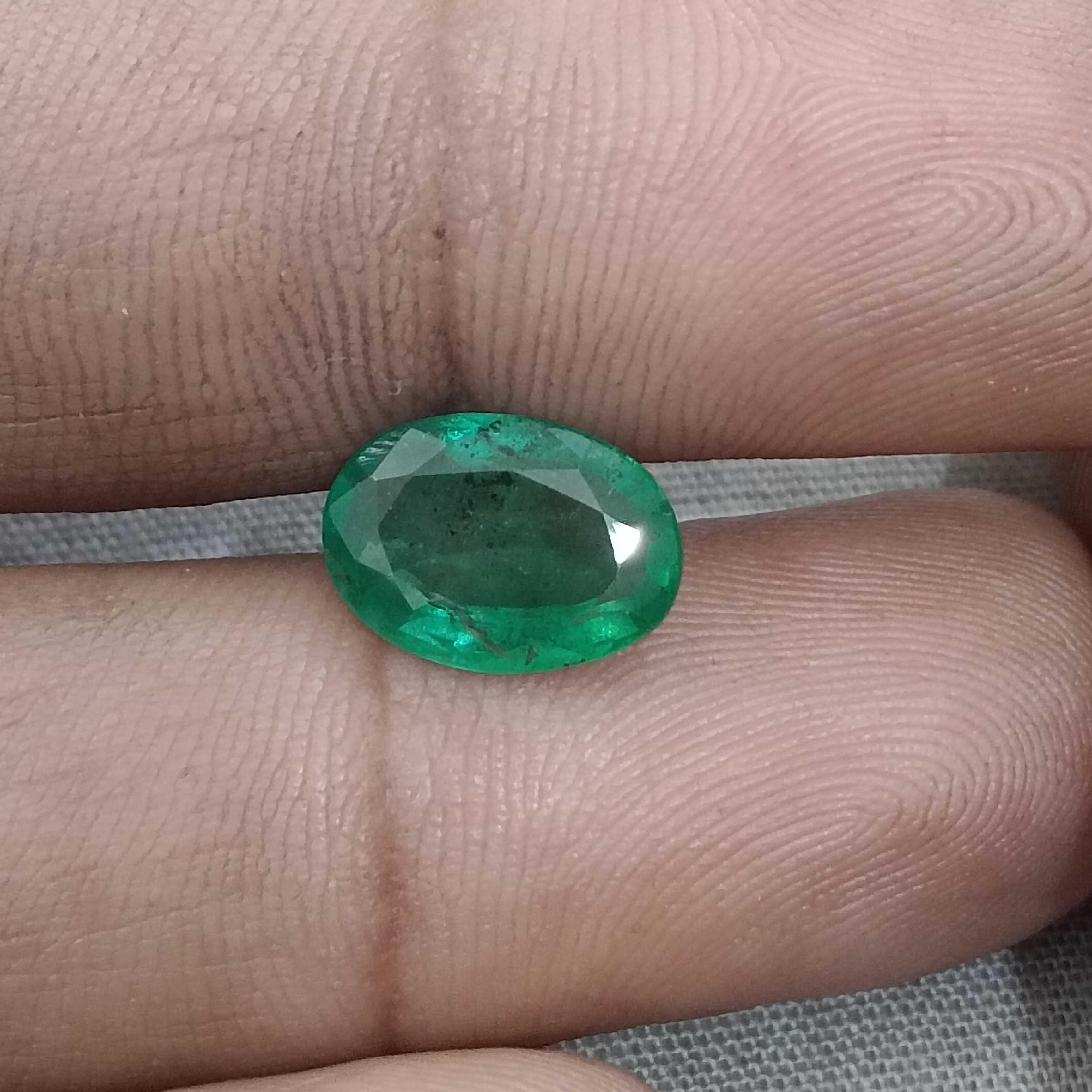 2.53ct GSI medium deep green oval mix cut emerald 