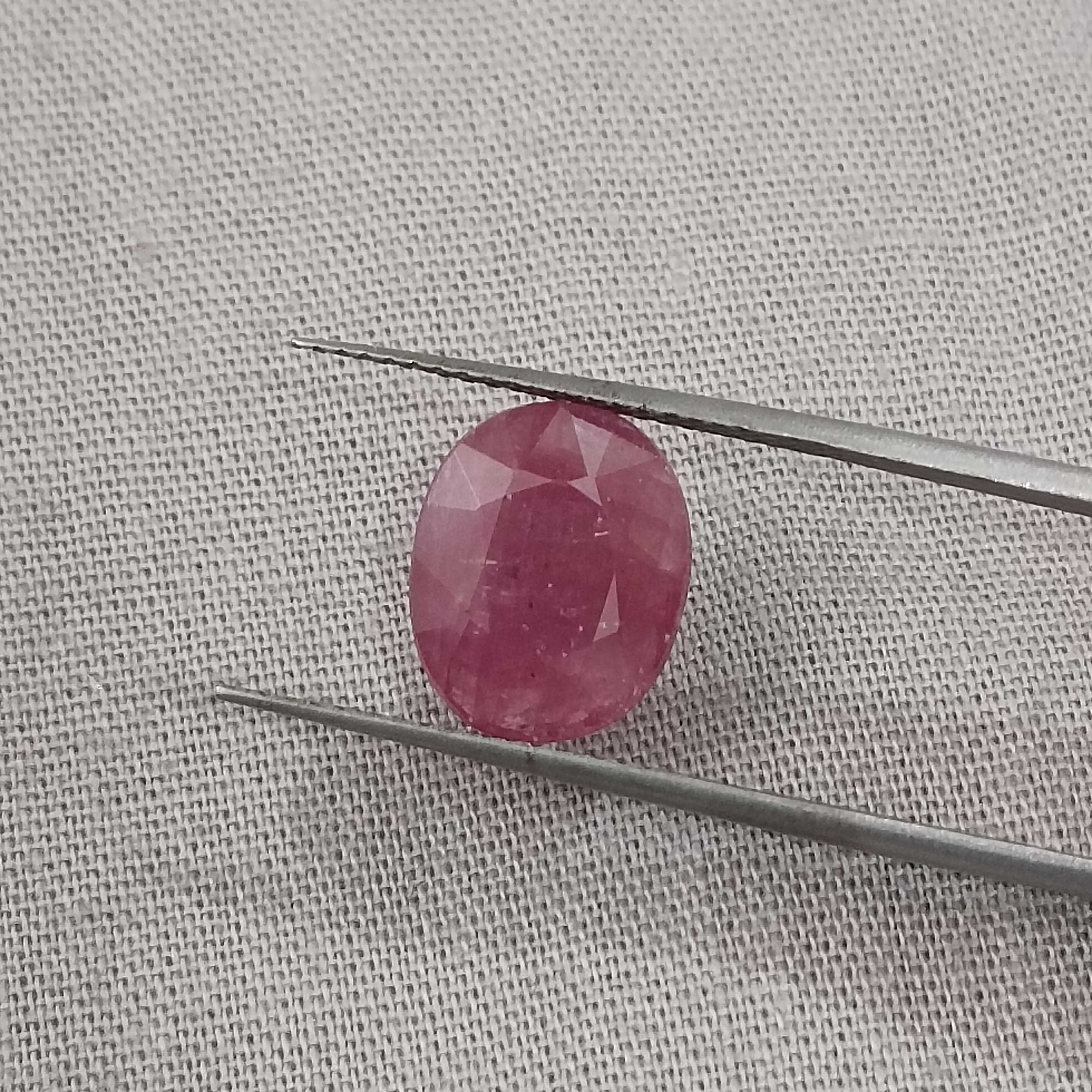 3.42ct GSI certificate purplish red oval cut African ruby 