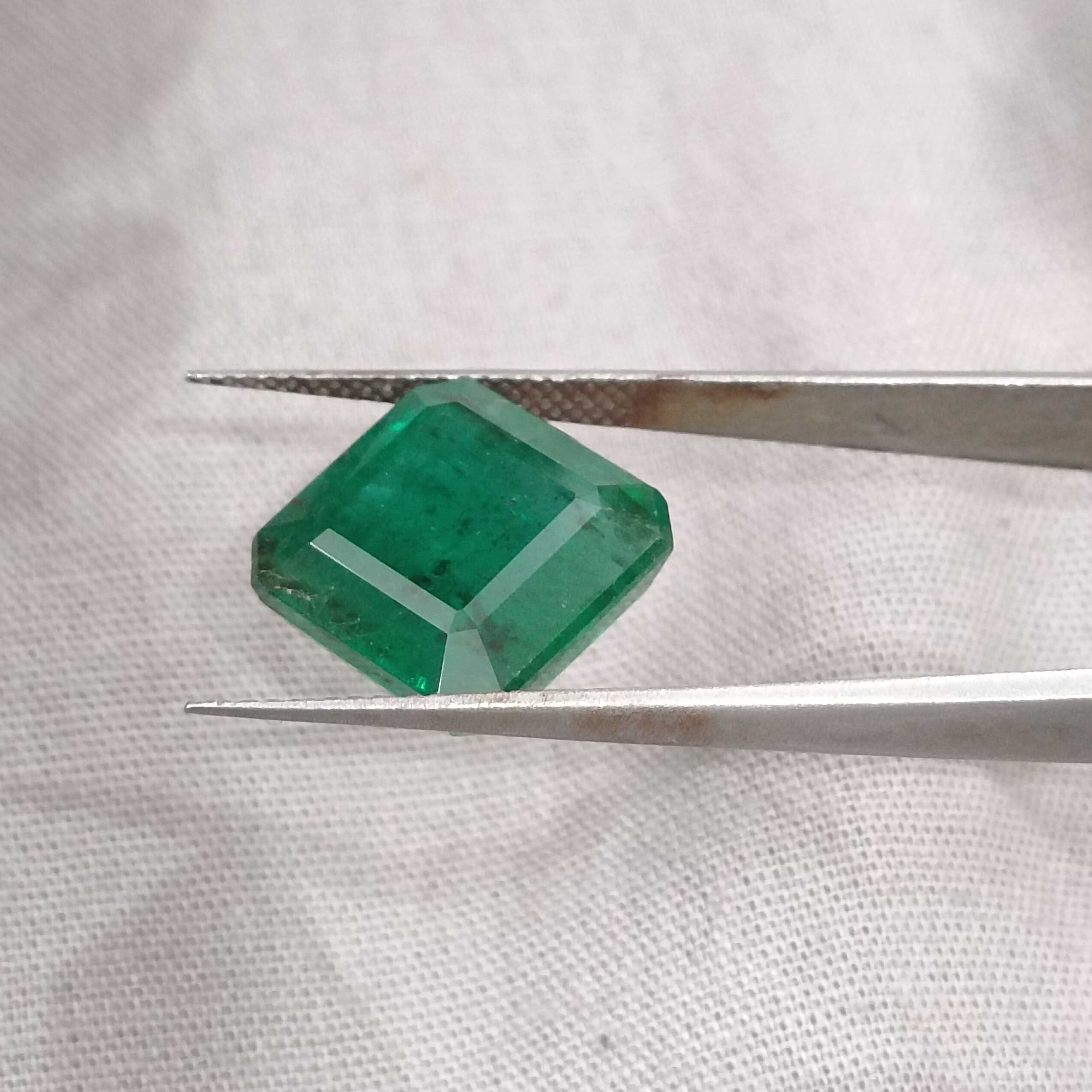 9.93ct GSI certified natural deep vivid green octagon cut Zambian emerald gemstone 