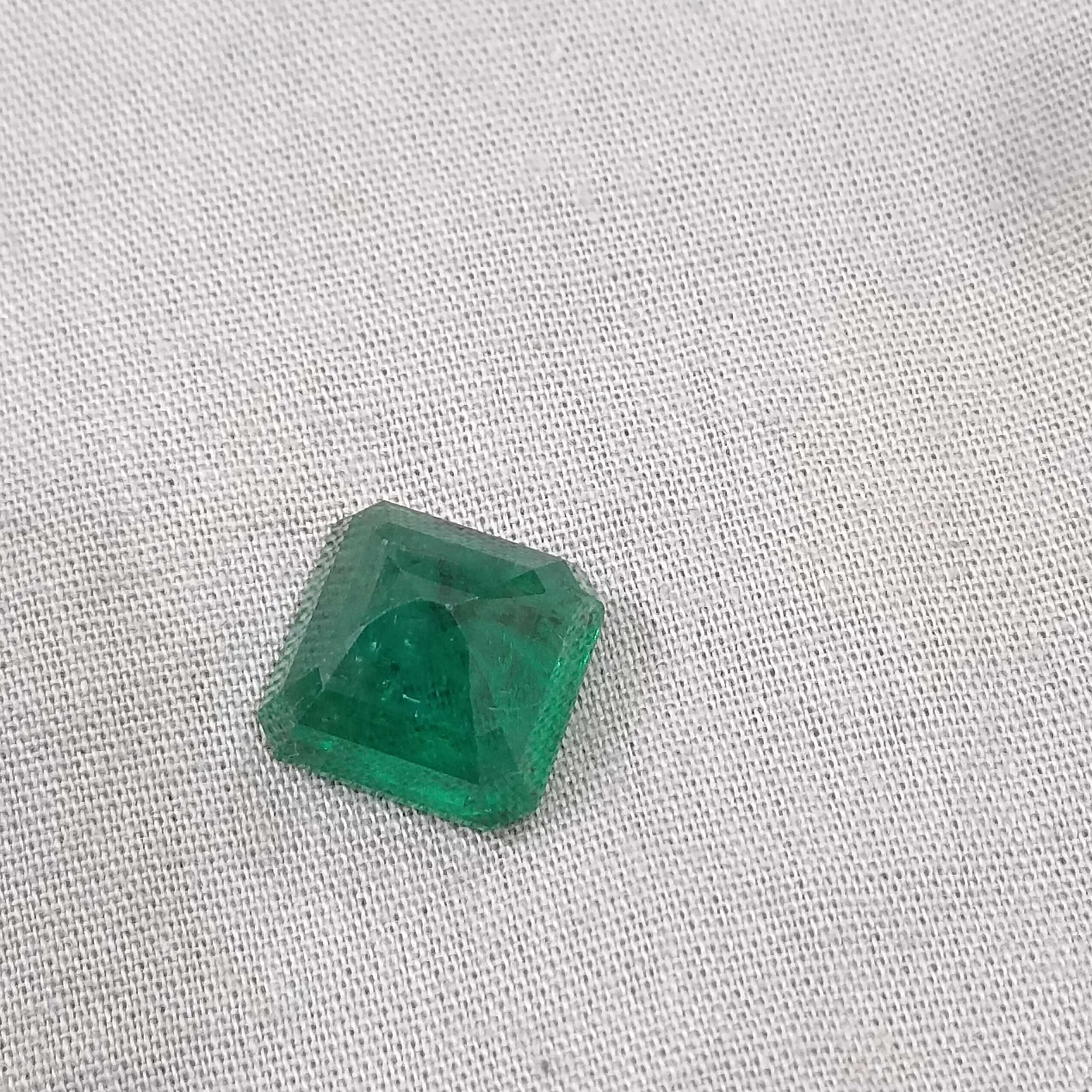 9.93ct GSI certified natural deep vivid green octagon cut Zambian emerald gemstone 