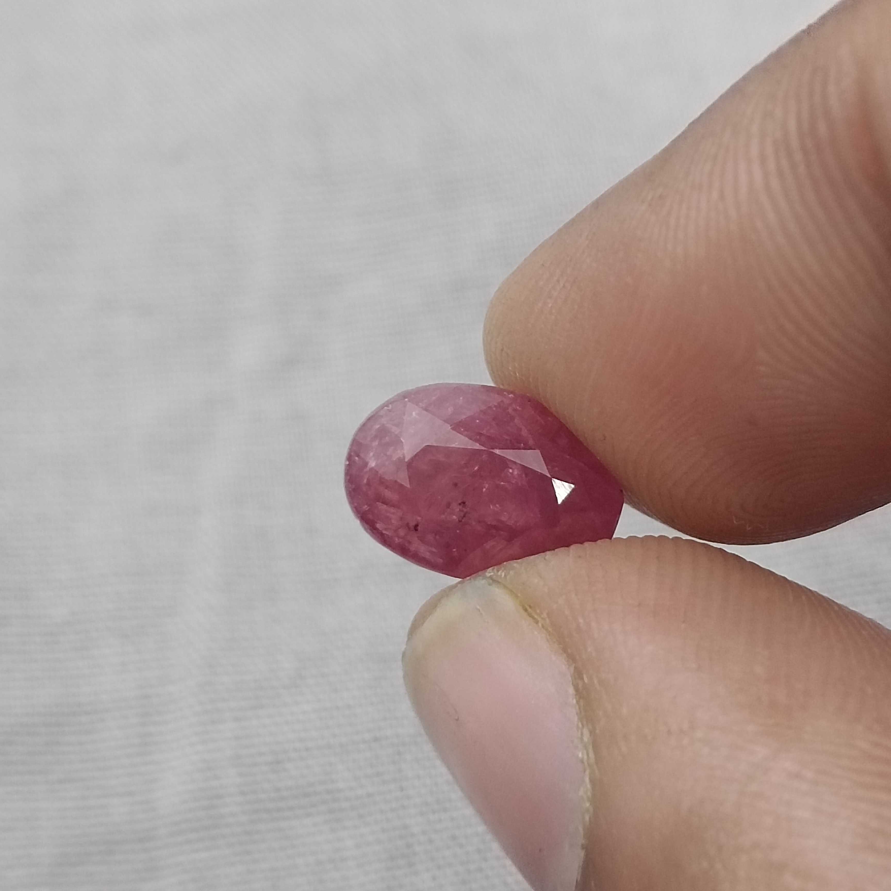 5.56cts IGI certified purplish red oval shape unheated African ruby gemstone