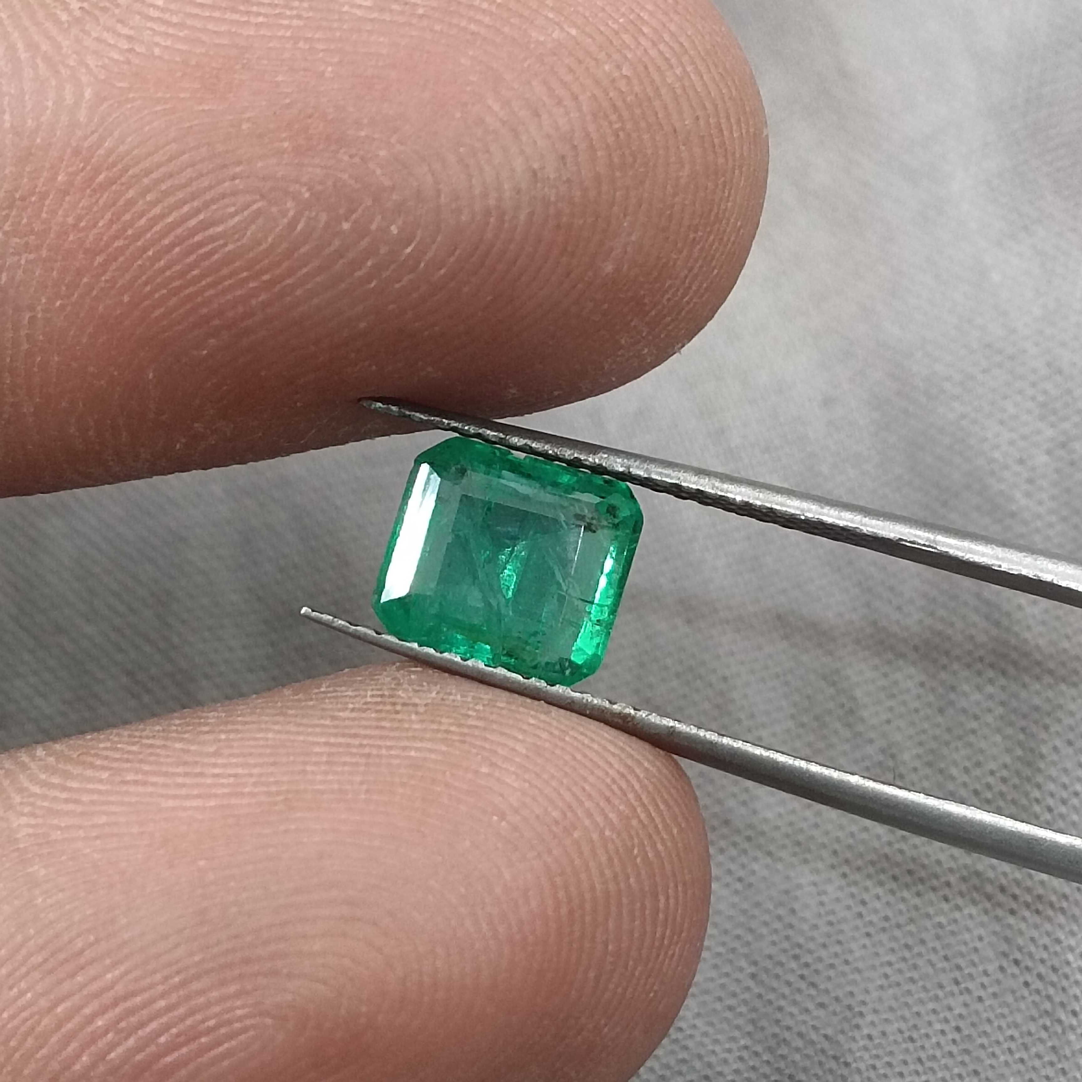 1.85ct GSI certified medium deep golden green octagon cut Swat emerald gem