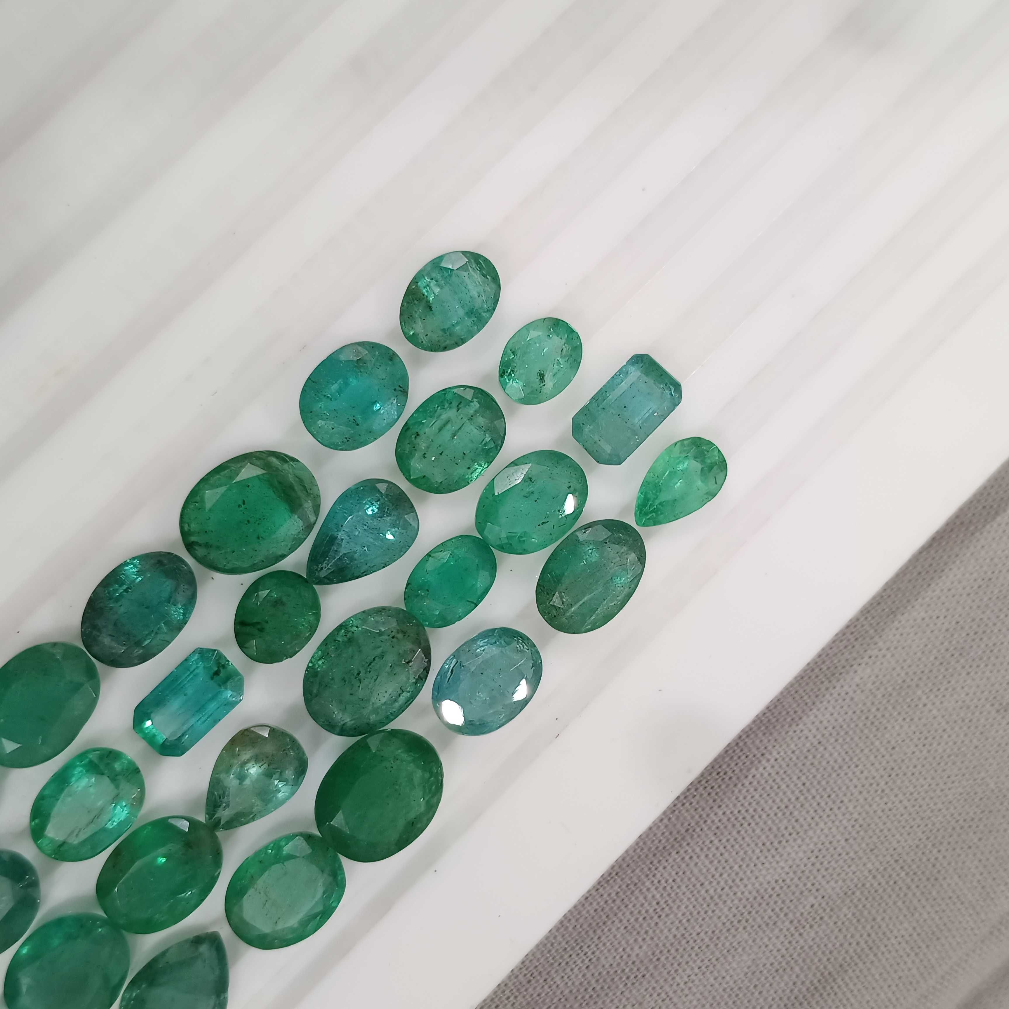 42.5ct medium to deep color multi shape emerald gemstone lot