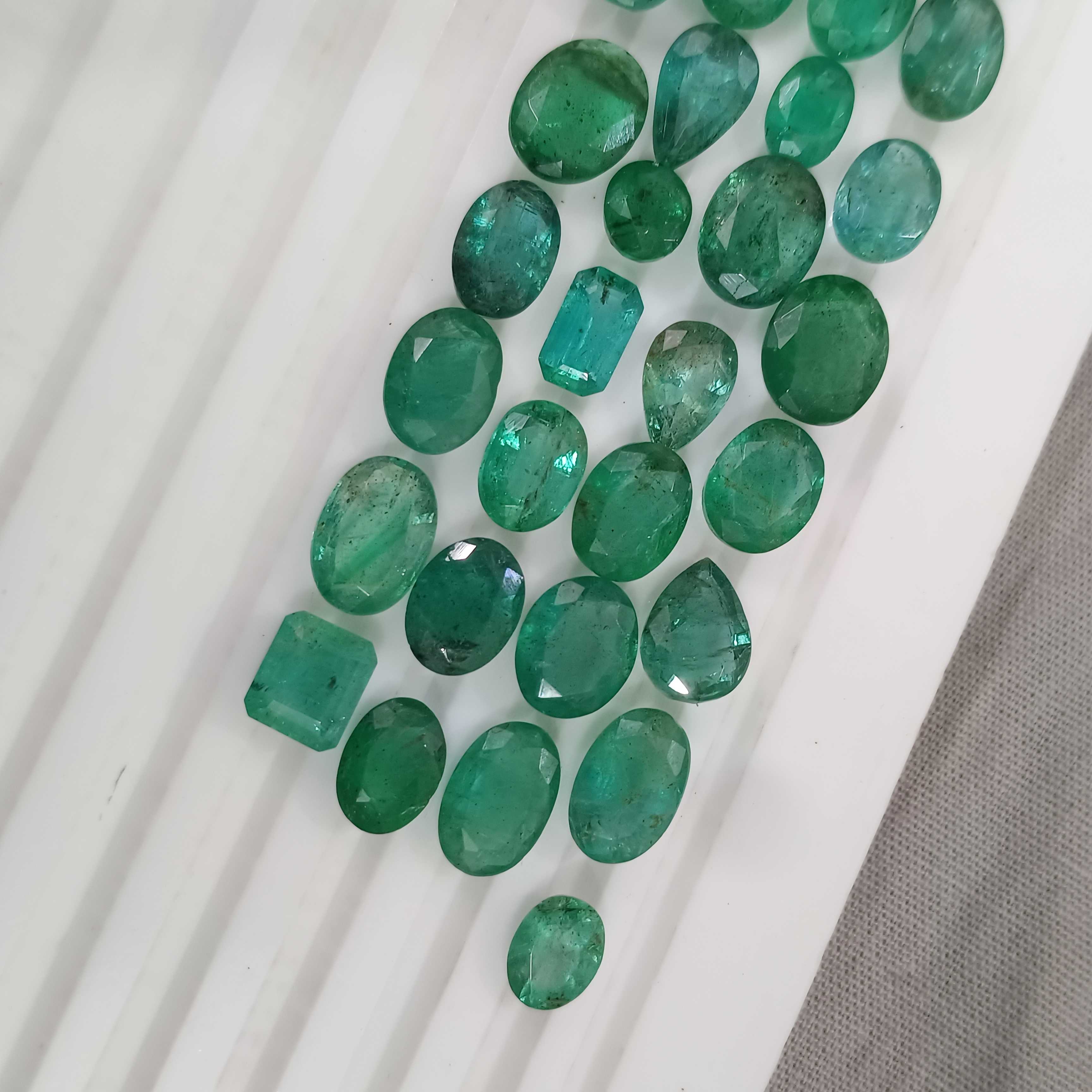 42.5ct medium to deep color multi shape emerald gemstone lot