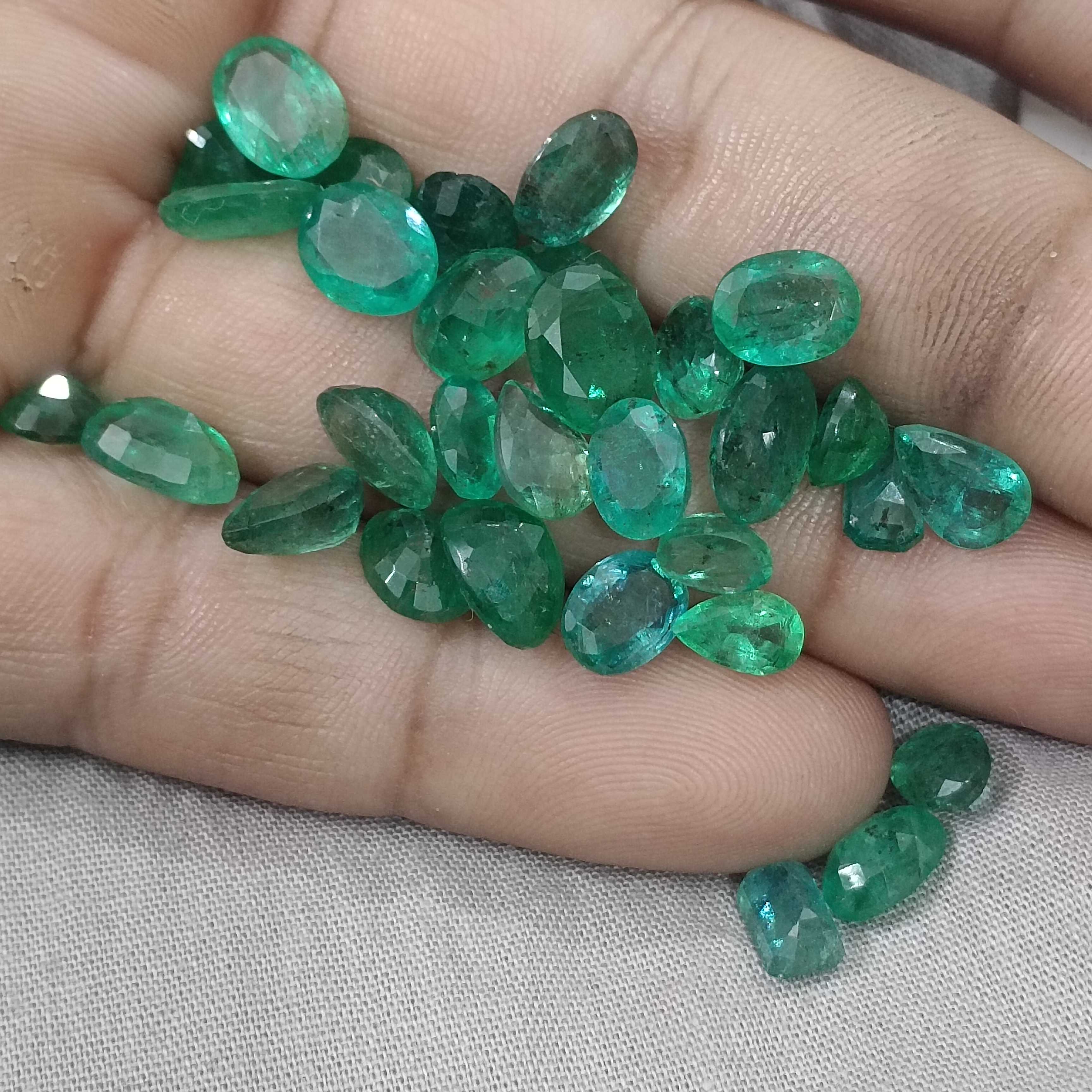 42.5ct medium to deep color multi shape emerald gemstone lot
