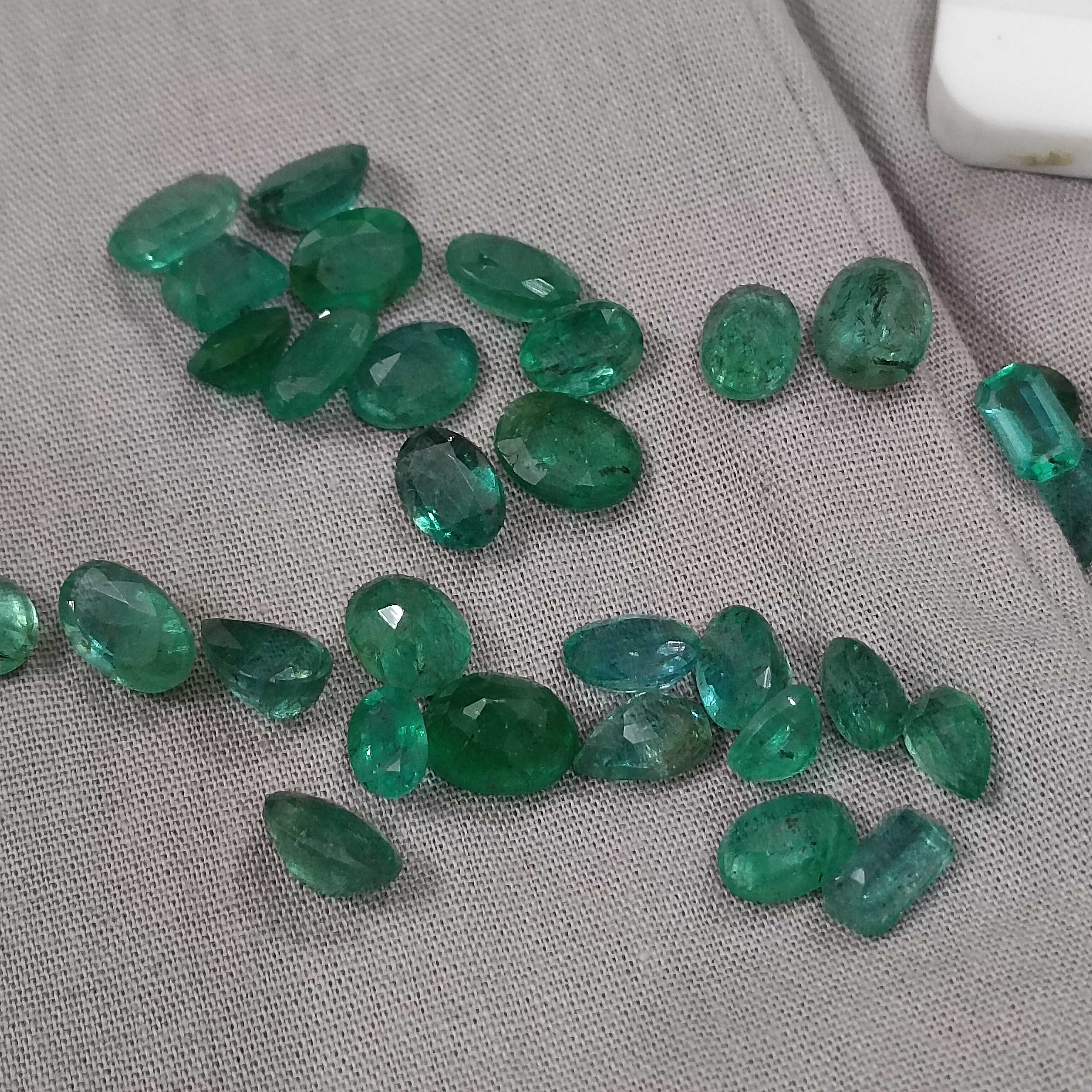 42.5ct medium to deep color multi shape emerald gemstone lot