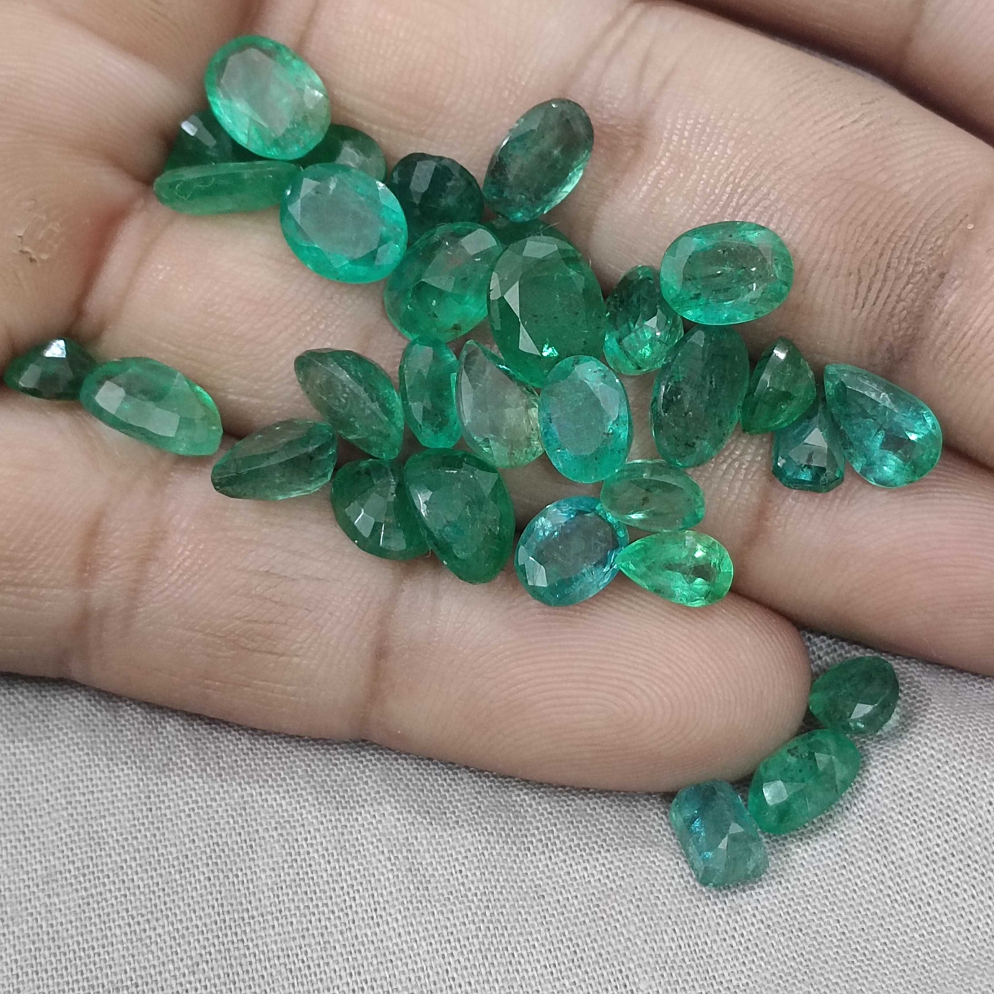 42.5ct medium to deep color multi shape emerald gemstone lot