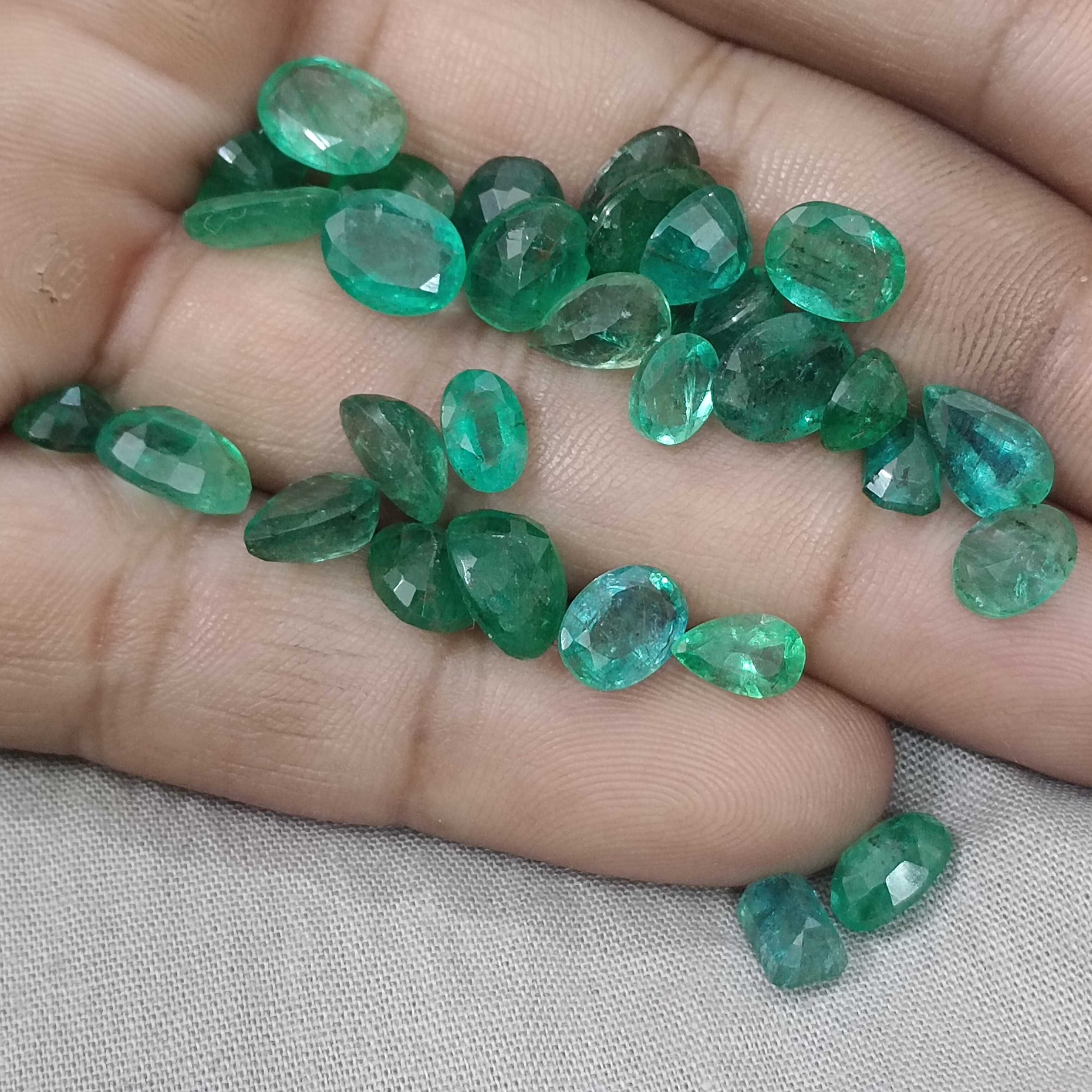 42.5ct medium to deep color multi shape emerald gemstone lot