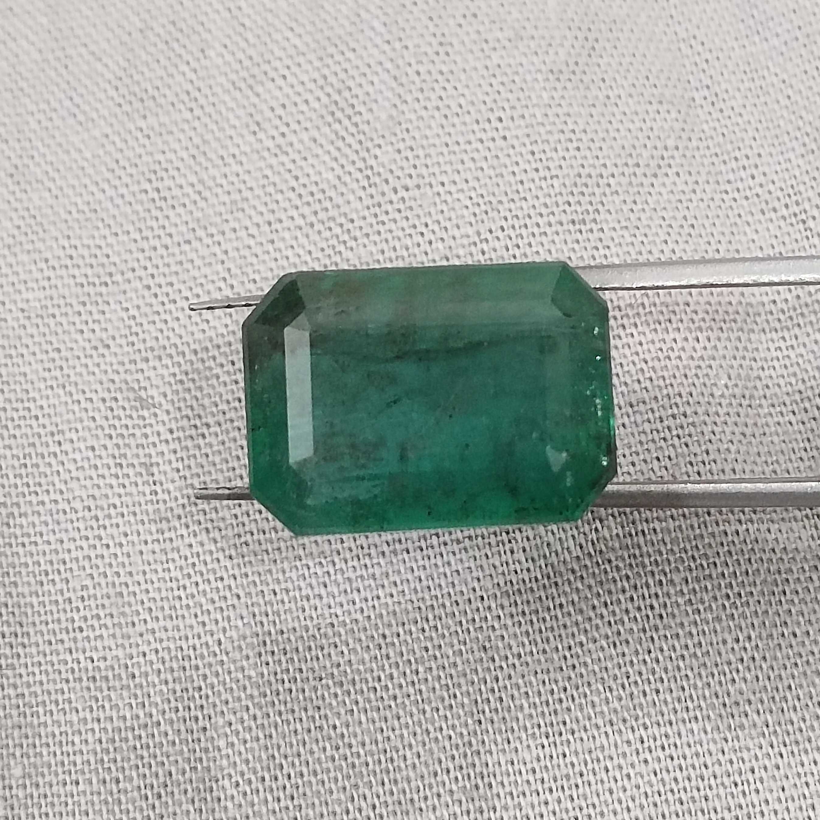 10.92cts AGR certified big size deep natural forest green octagon cut Zambian emerald stone 