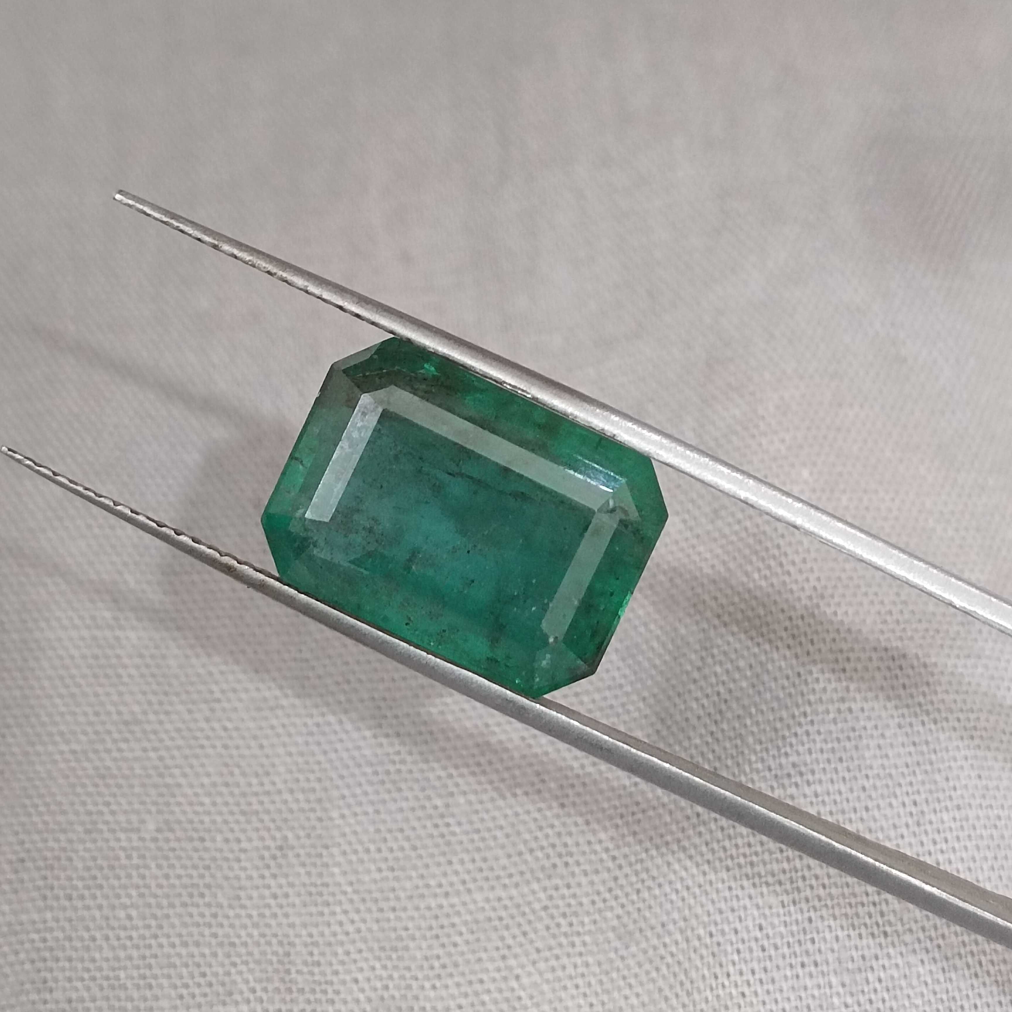 10.92cts AGR certified big size deep natural forest green octagon cut Zambian emerald stone 