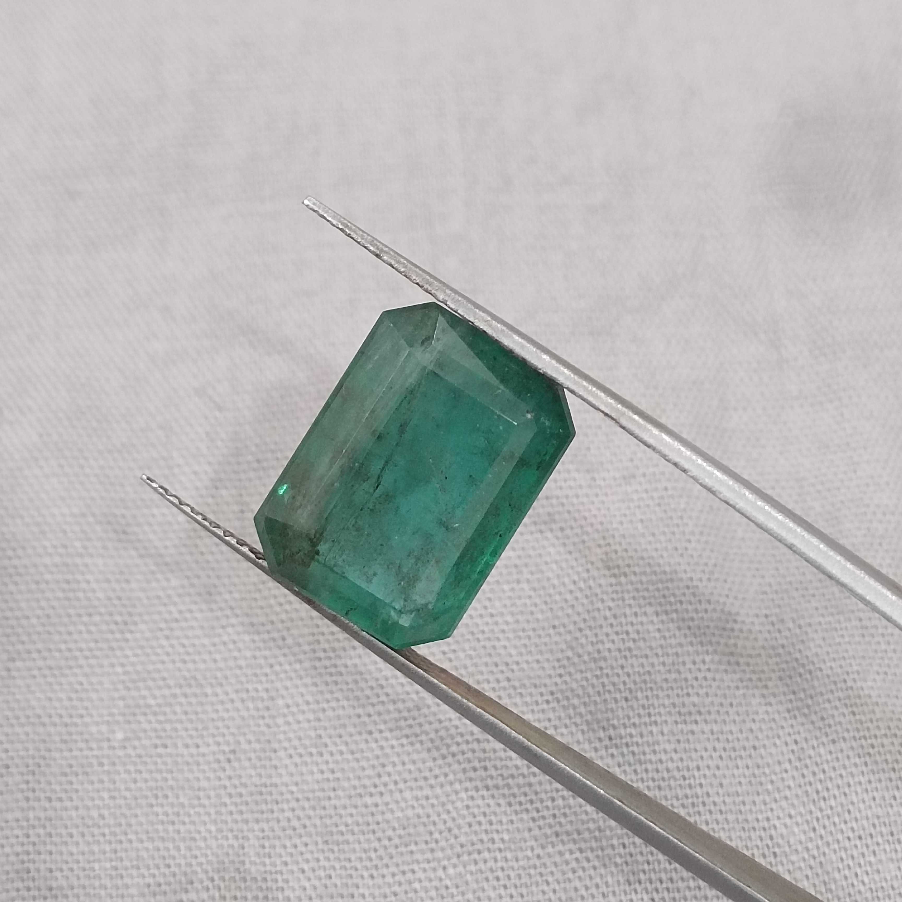 10.92cts AGR certified big size deep natural forest green octagon cut Zambian emerald stone 
