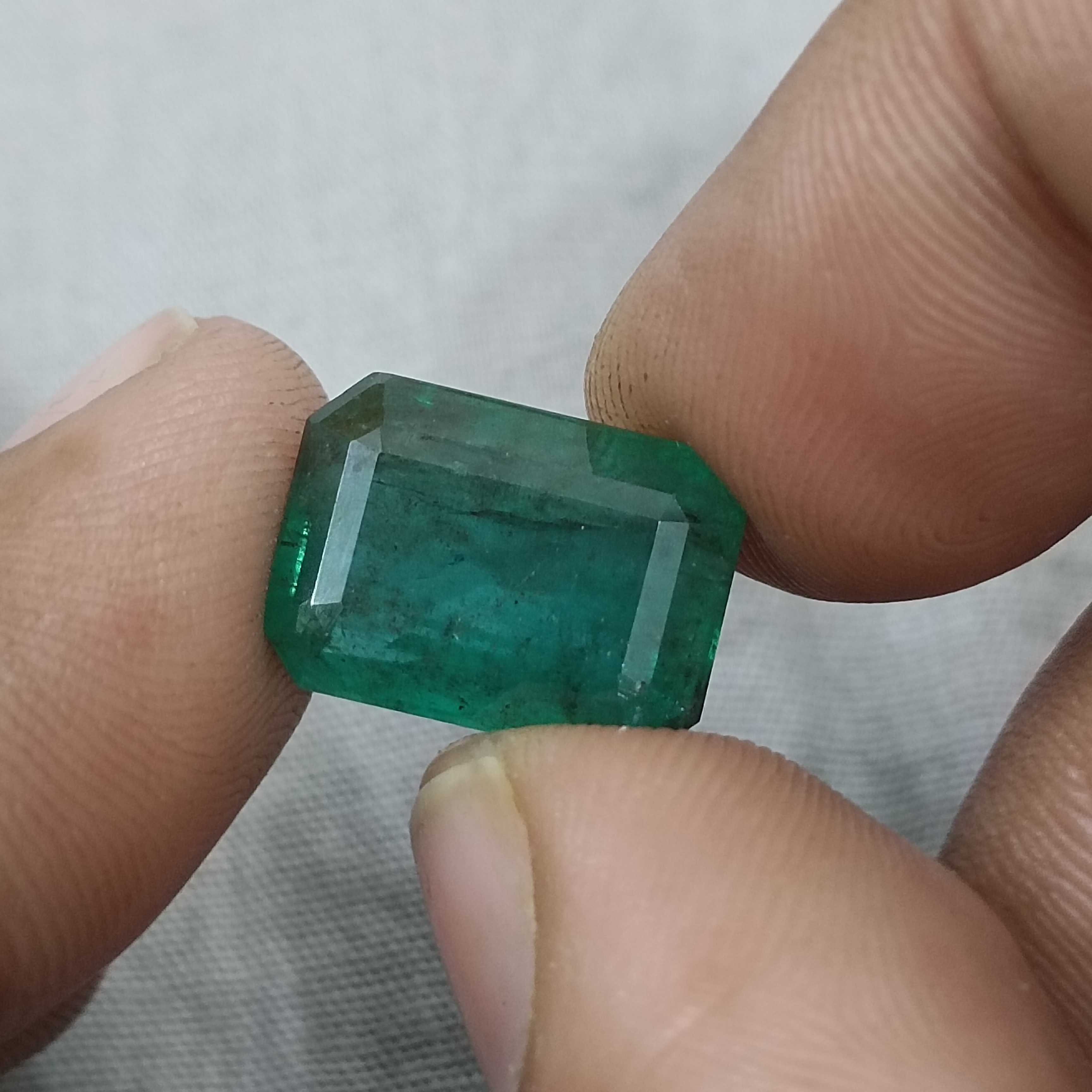 10.92cts AGR certified big size deep natural forest green octagon cut Zambian emerald stone 