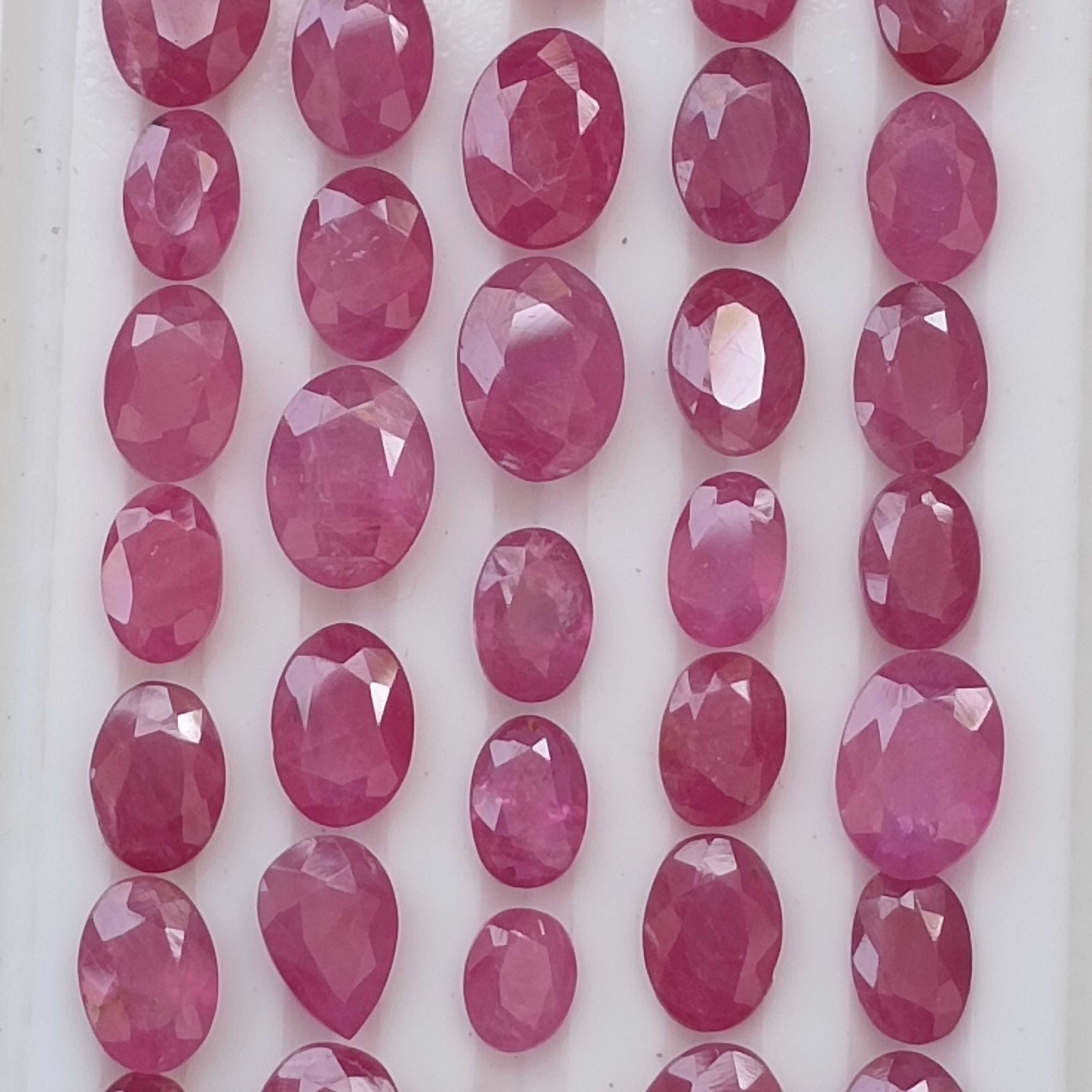 38.03cts unheated African origin pinkish red oval cut ruby gemstone lot/