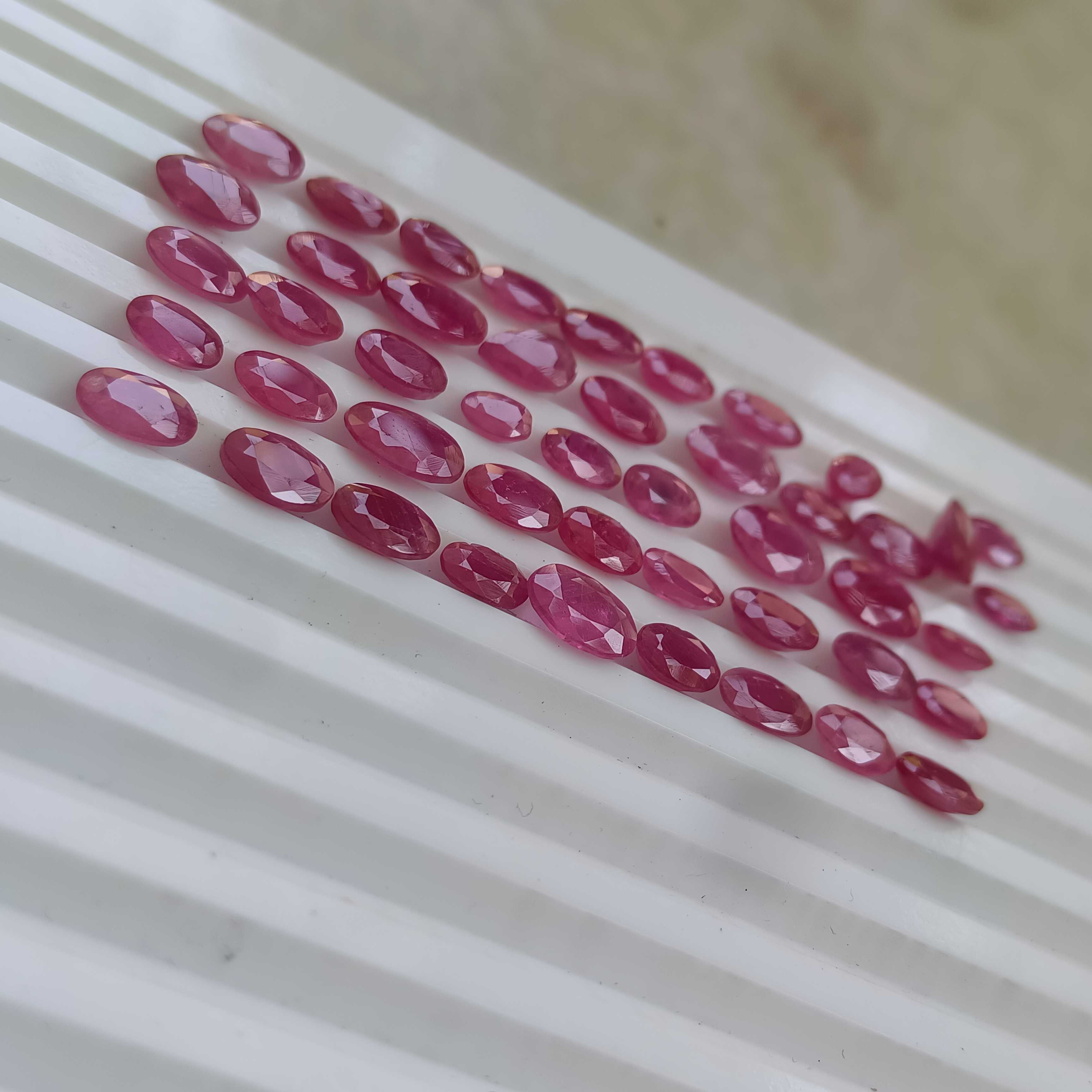 38.03cts unheated African origin pinkish red oval cut ruby gemstone lot