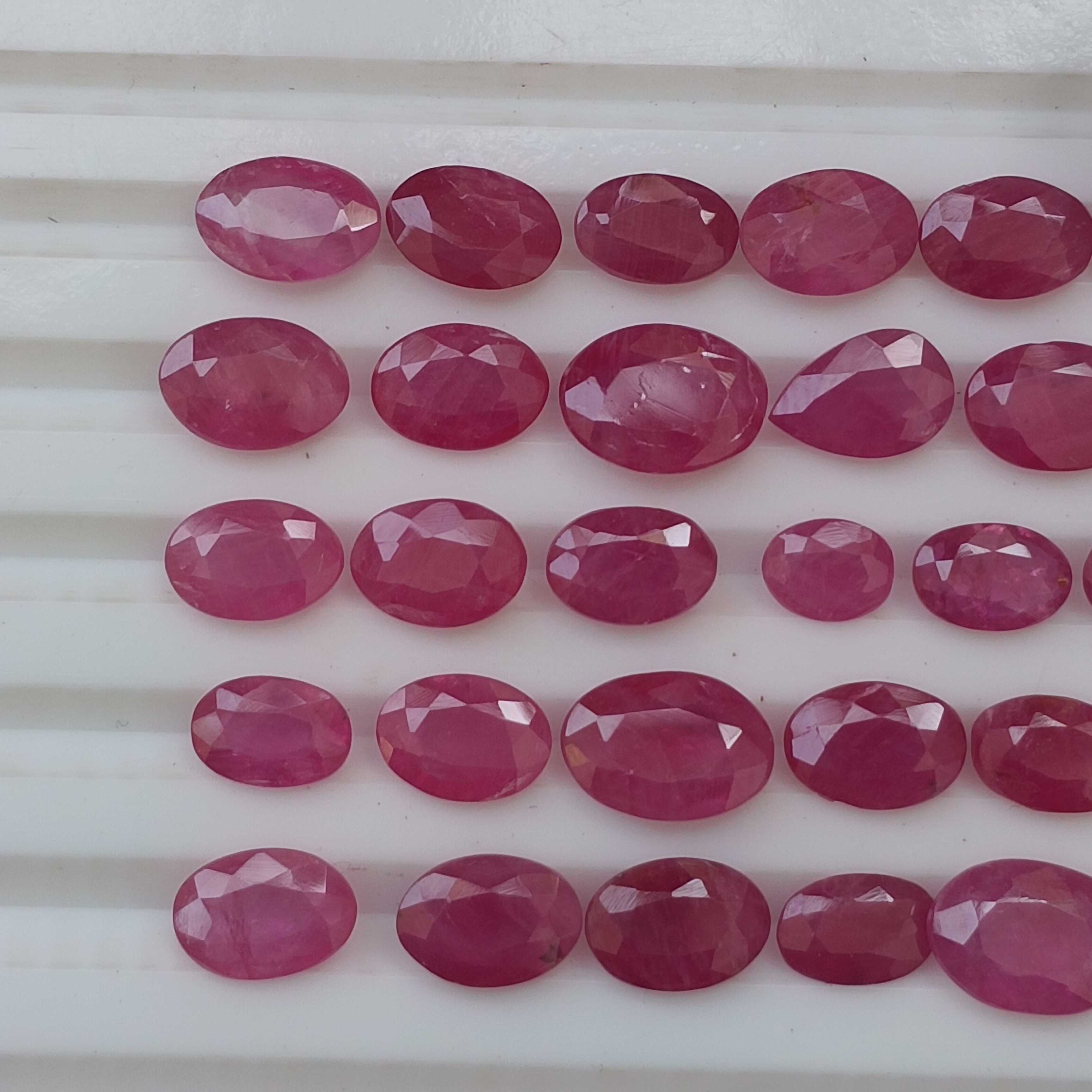 38.03cts unheated African origin pinkish red oval cut ruby gemstone lot