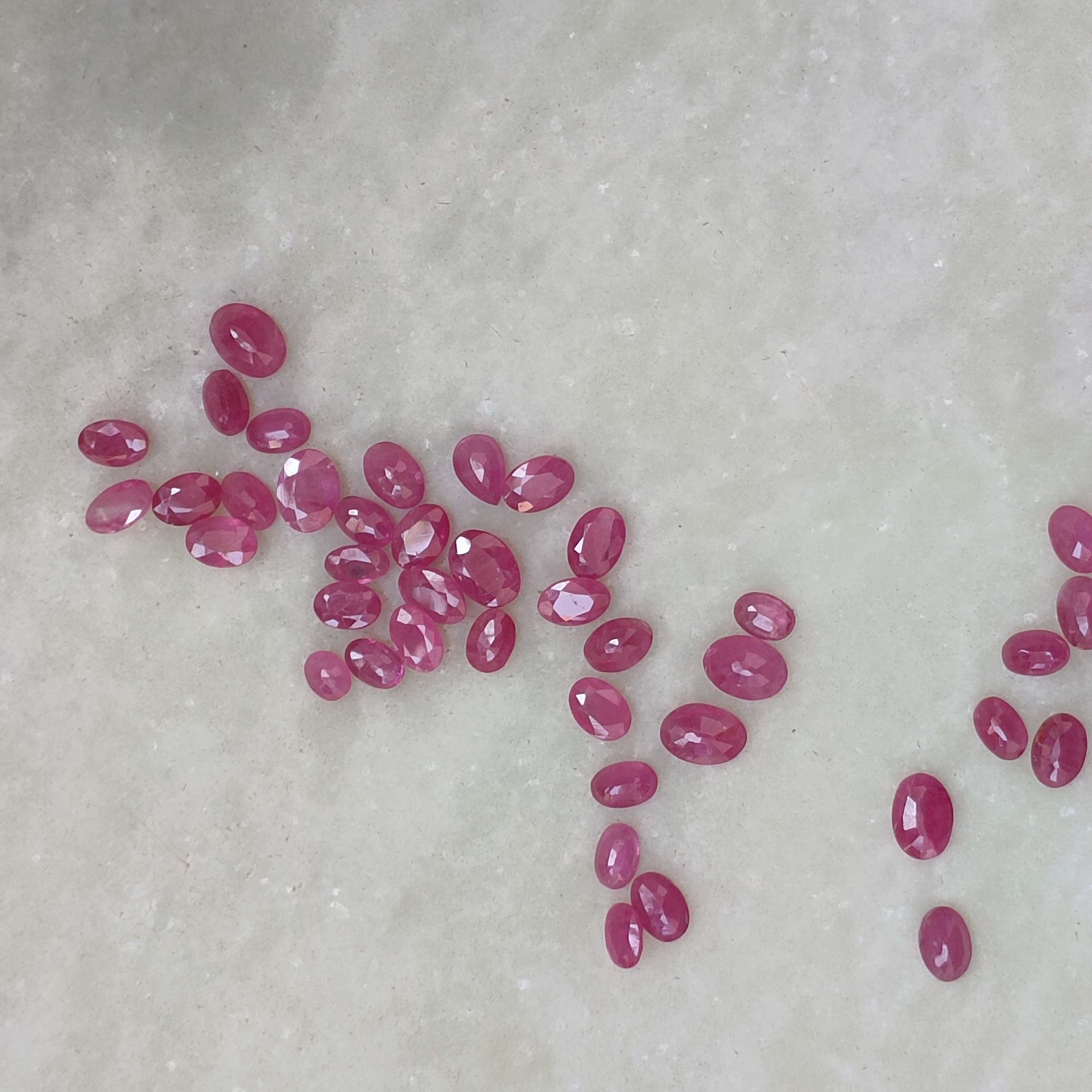 38.03cts unheated African origin pinkish red oval cut ruby gemstone lot