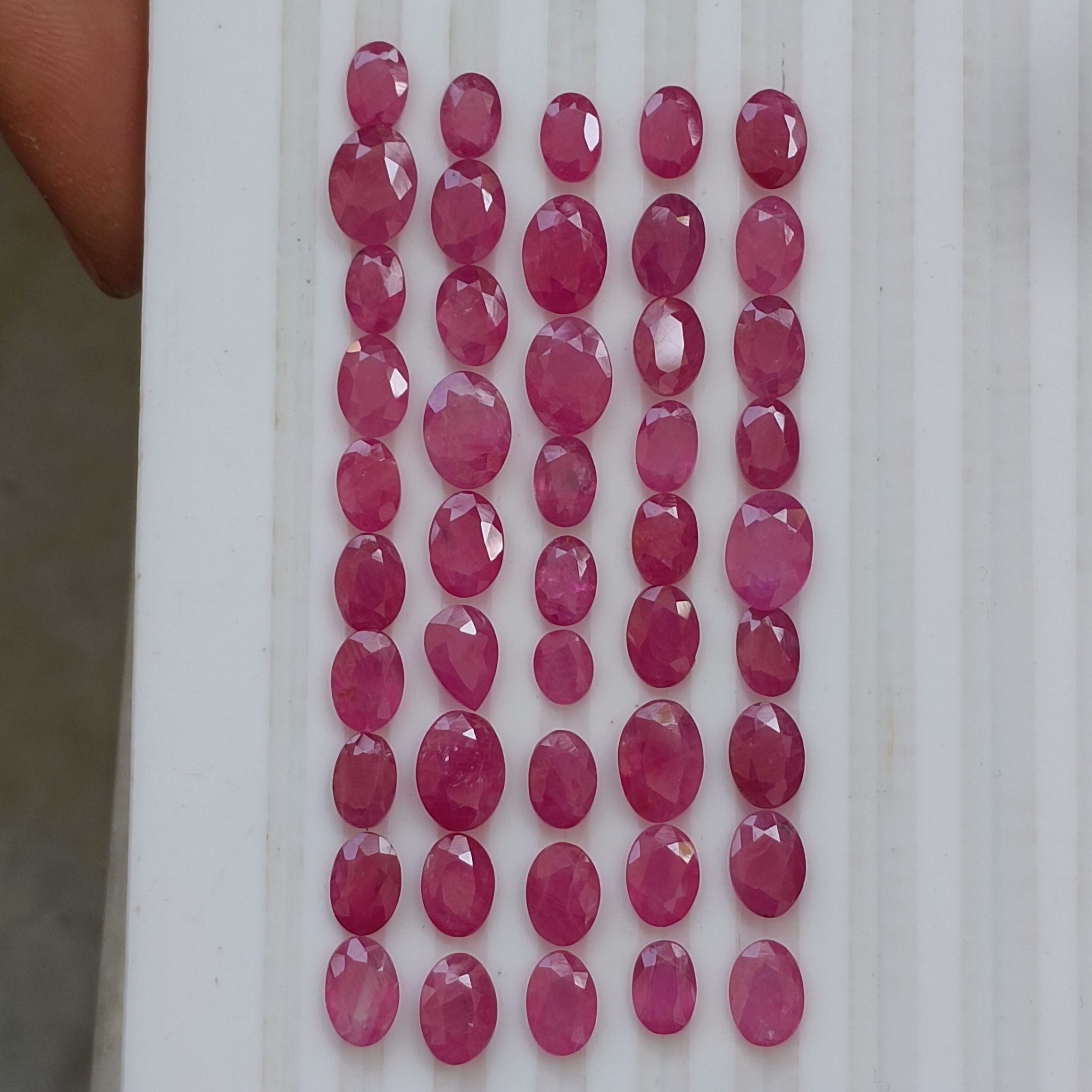 38.03cts unheated African origin pinkish red oval cut ruby gemstone lot