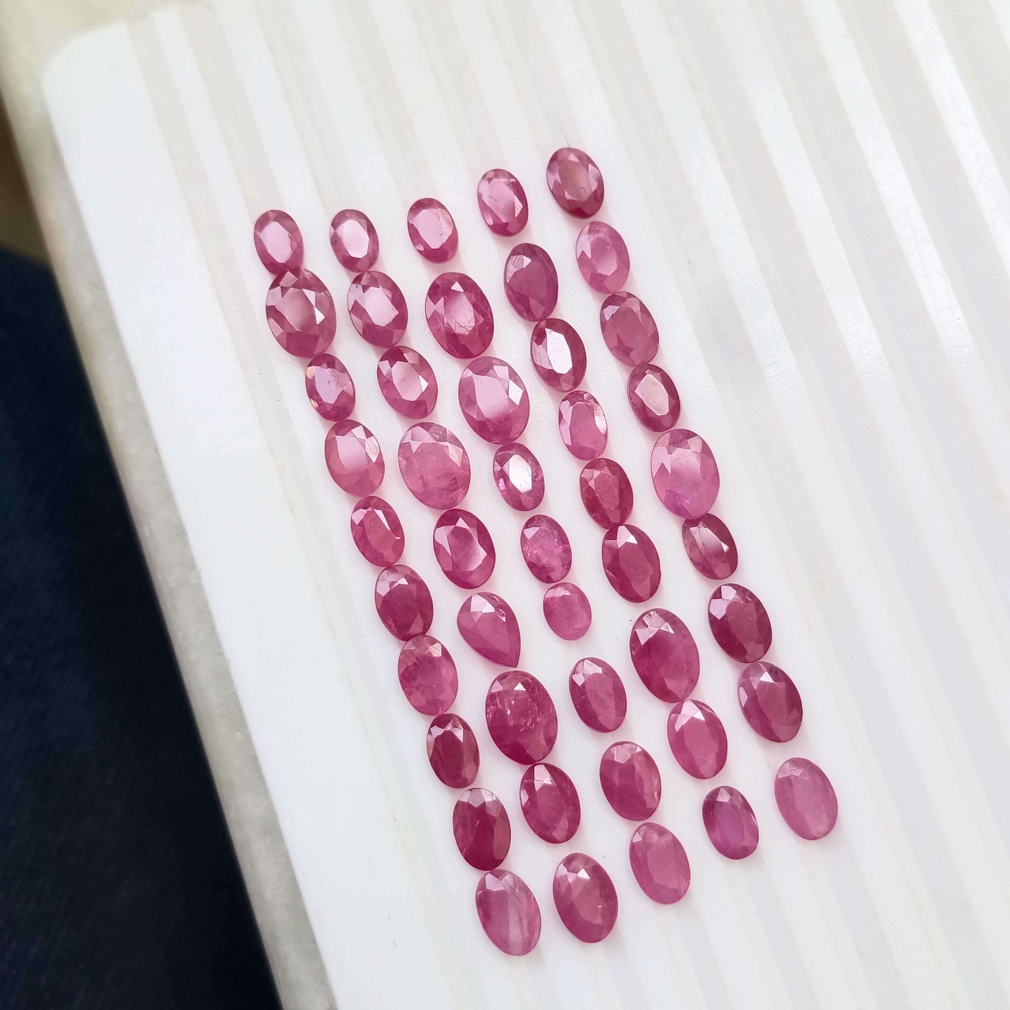 38.03cts unheated African origin pinkish red oval cut ruby gemstone lot