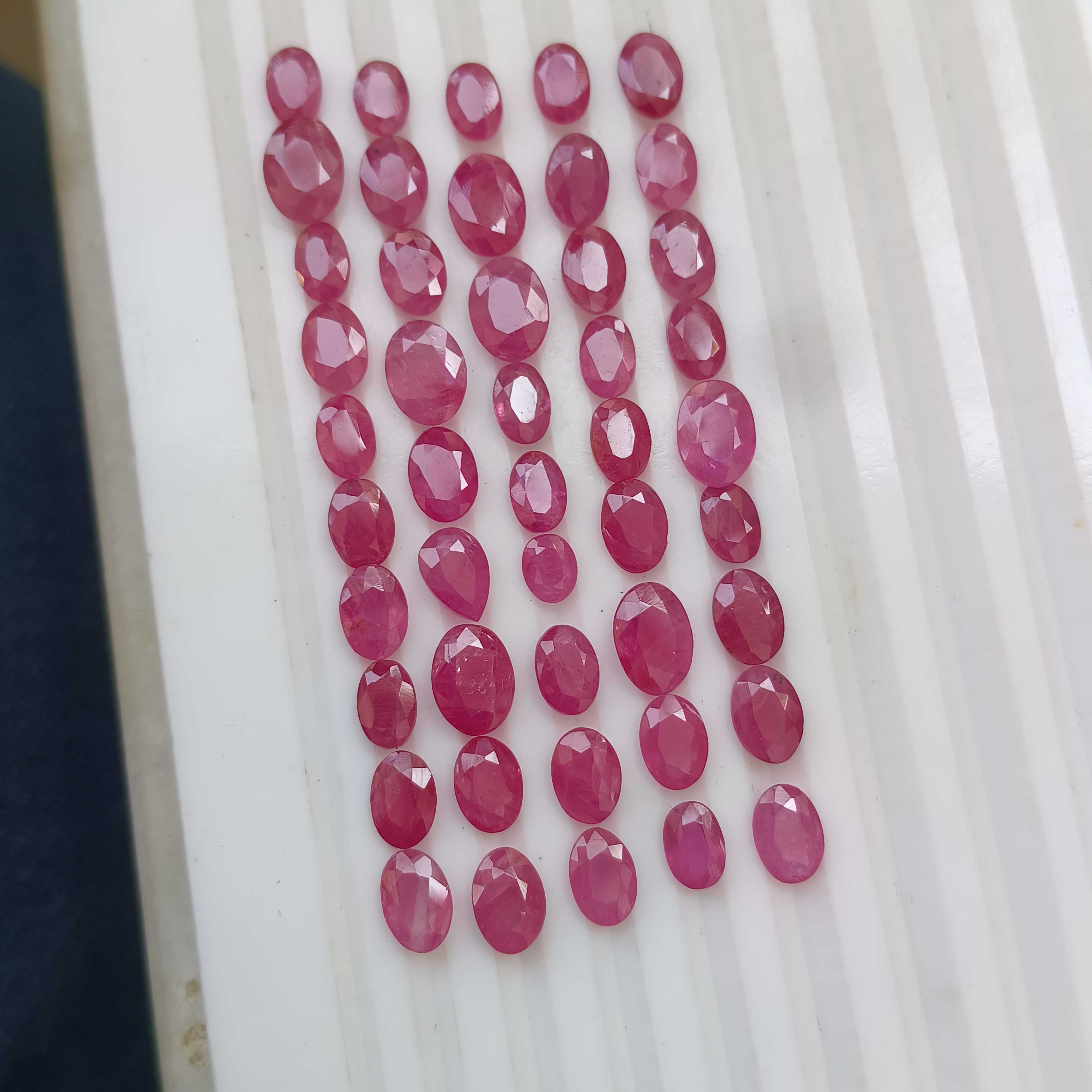 38.03cts unheated African origin pinkish red oval cut ruby gemstone lot