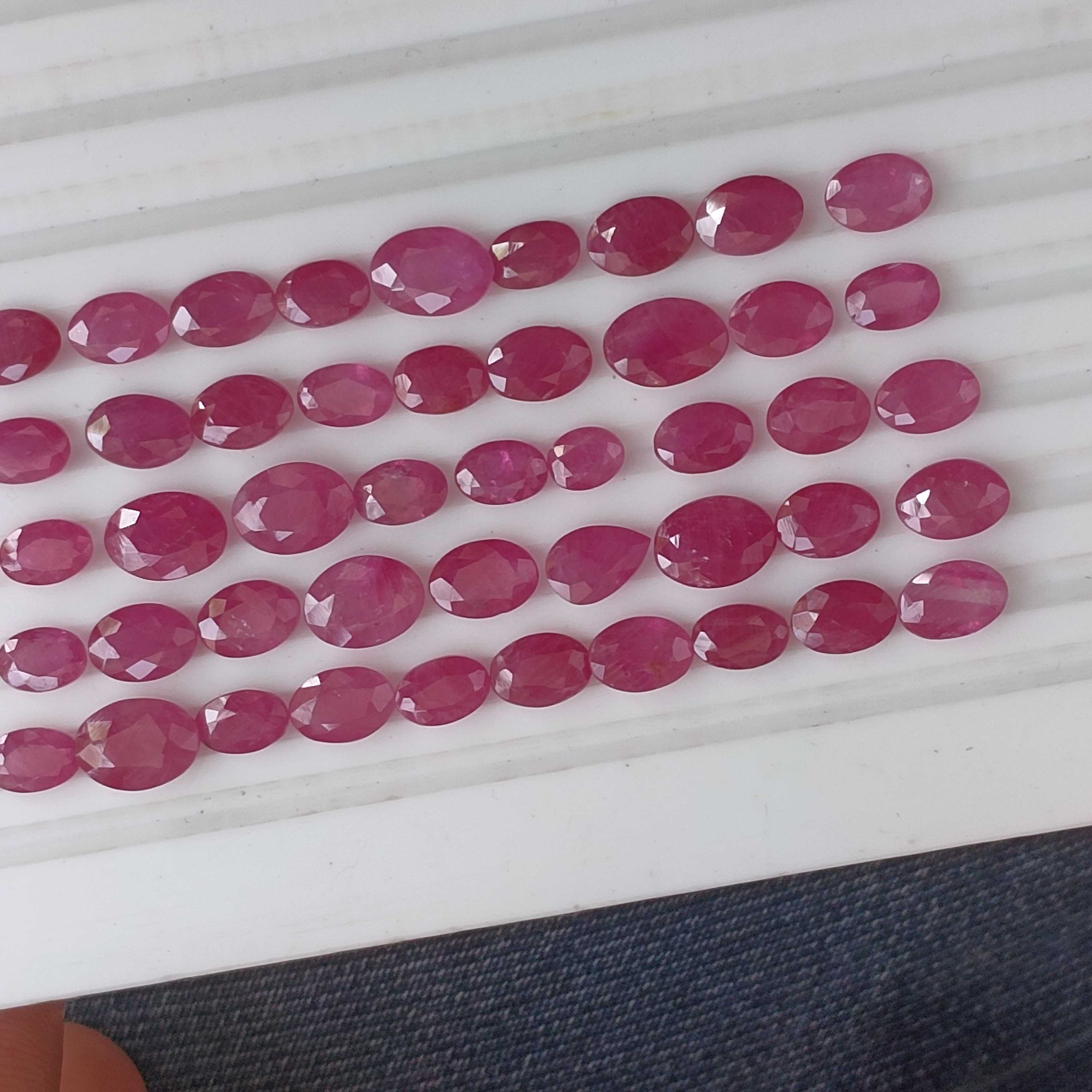 38.03cts unheated African origin pinkish red oval cut ruby gemstone lot