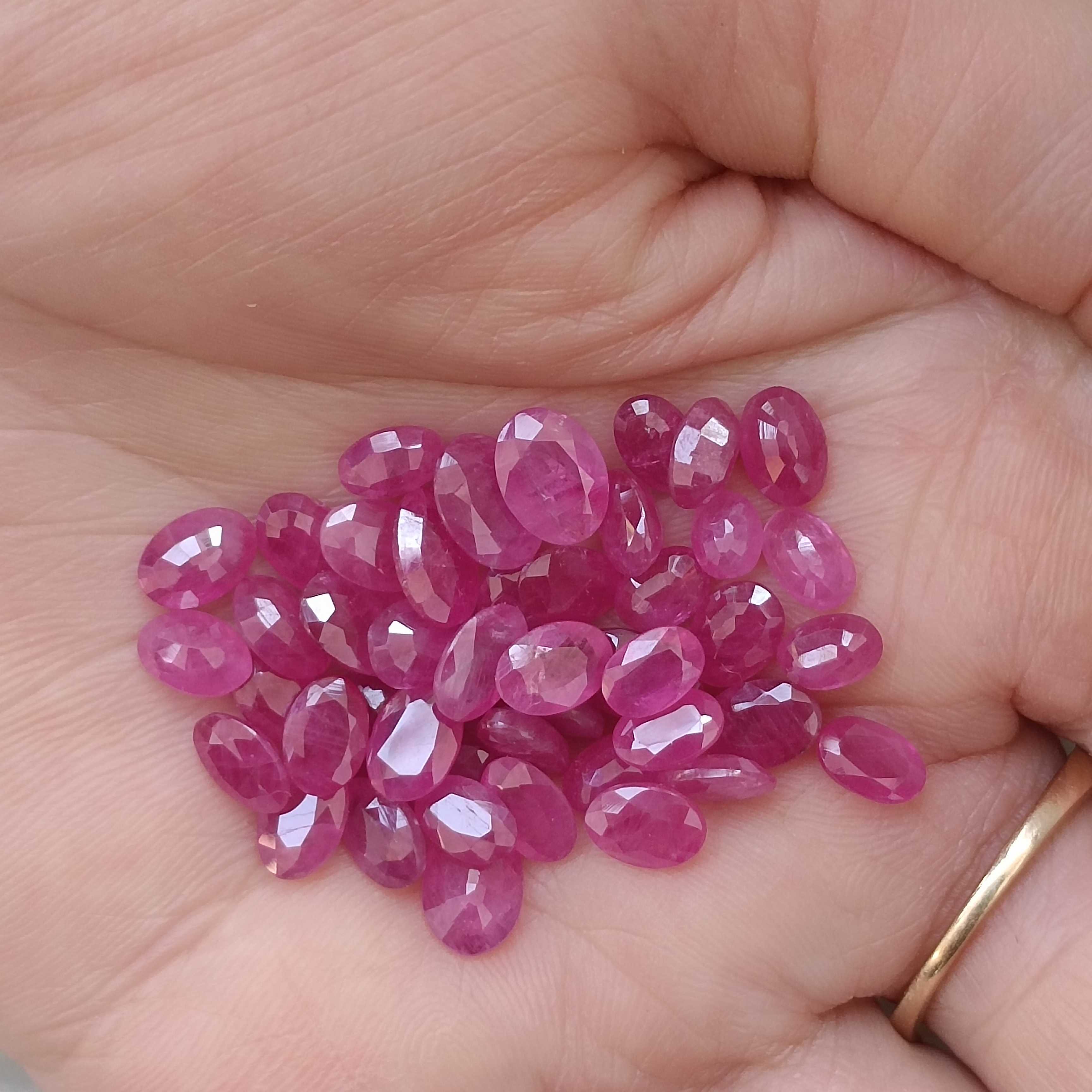 38.03cts unheated African origin pinkish red oval cut ruby gemstone lot
