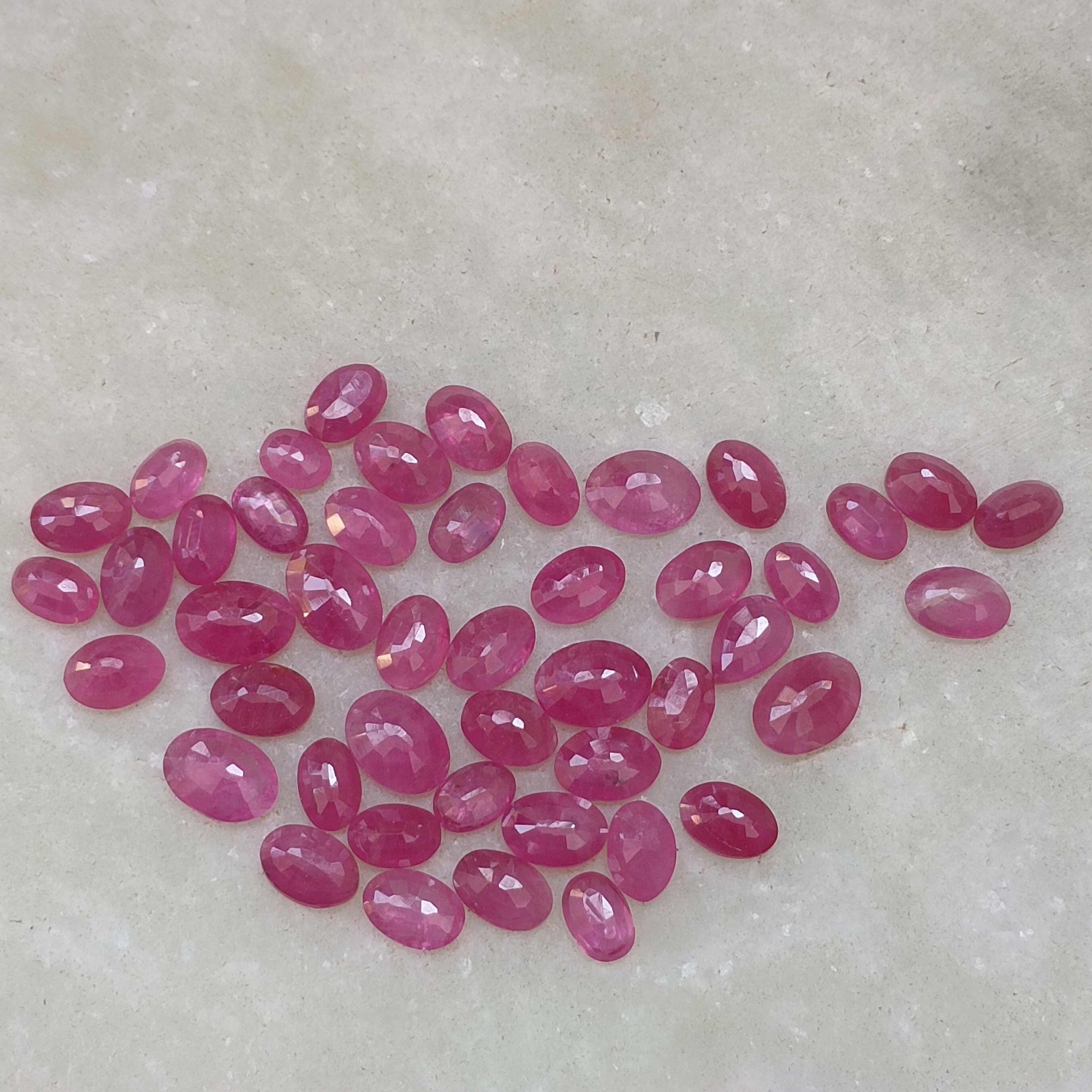 38.03cts unheated African origin pinkish red oval cut ruby gemstone lot