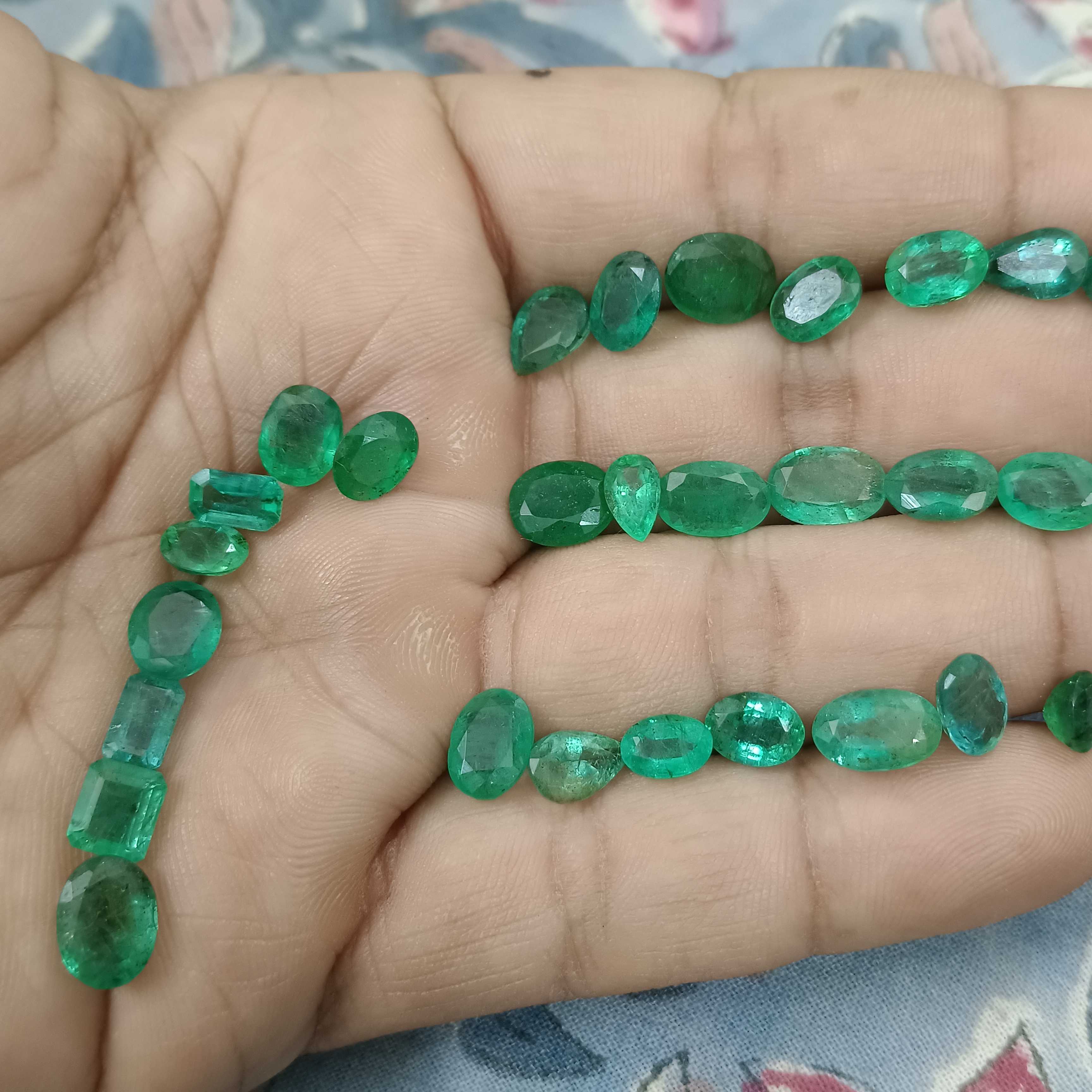 42.5ct medium to deep color multi shape emerald gemstone lot