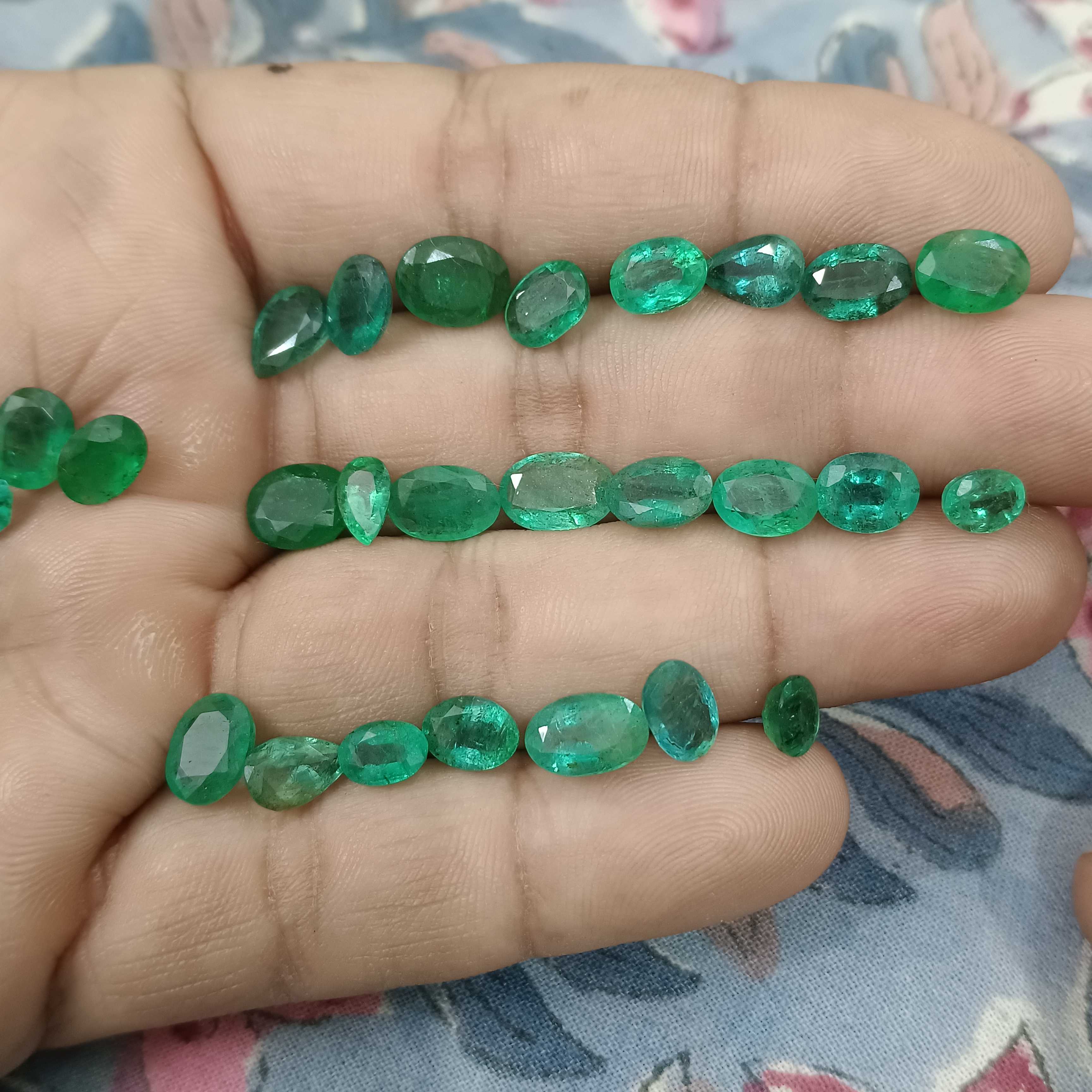 42.5ct medium to deep color multi shape emerald gemstone lot