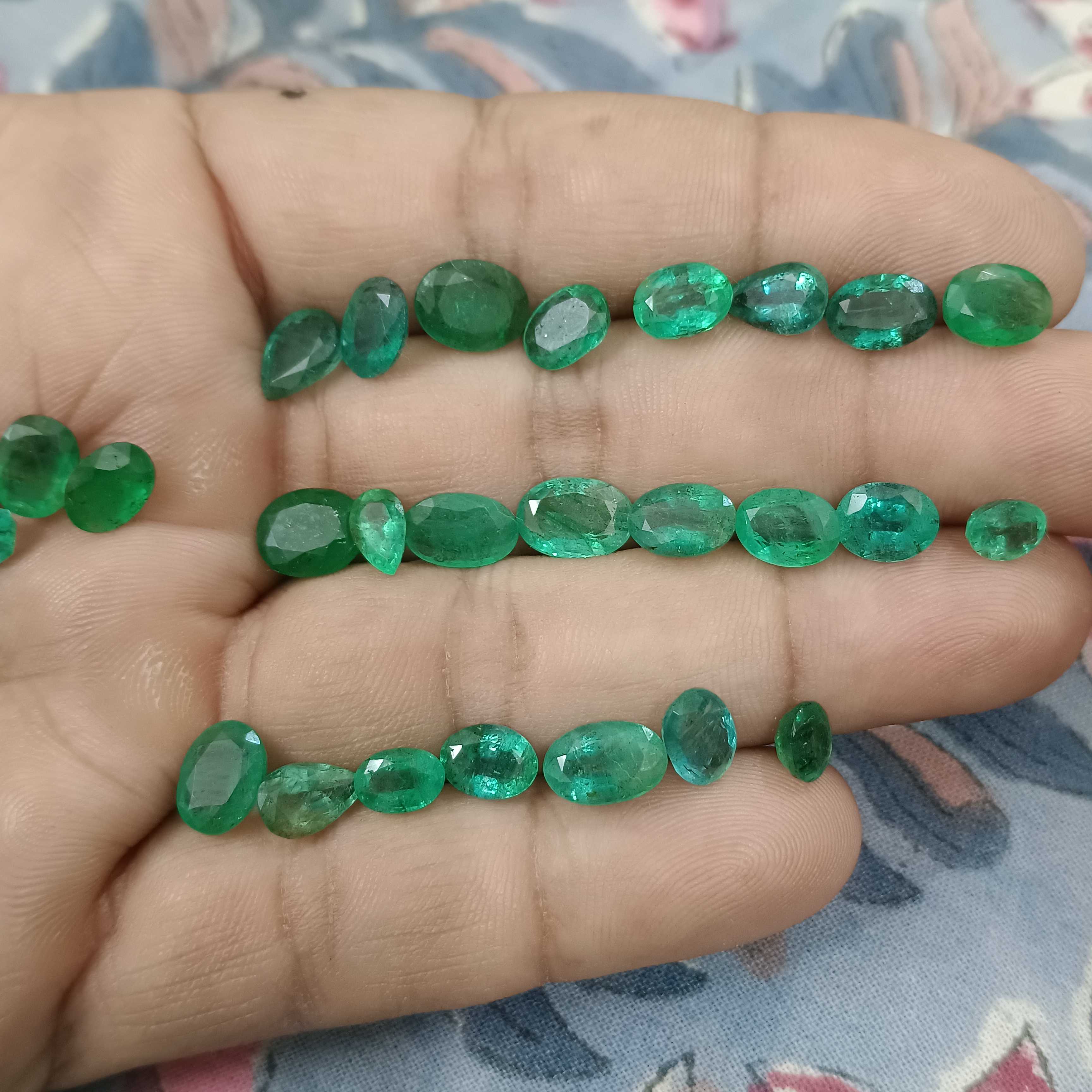 42.5ct medium to deep color multi shape emerald gemstone lot