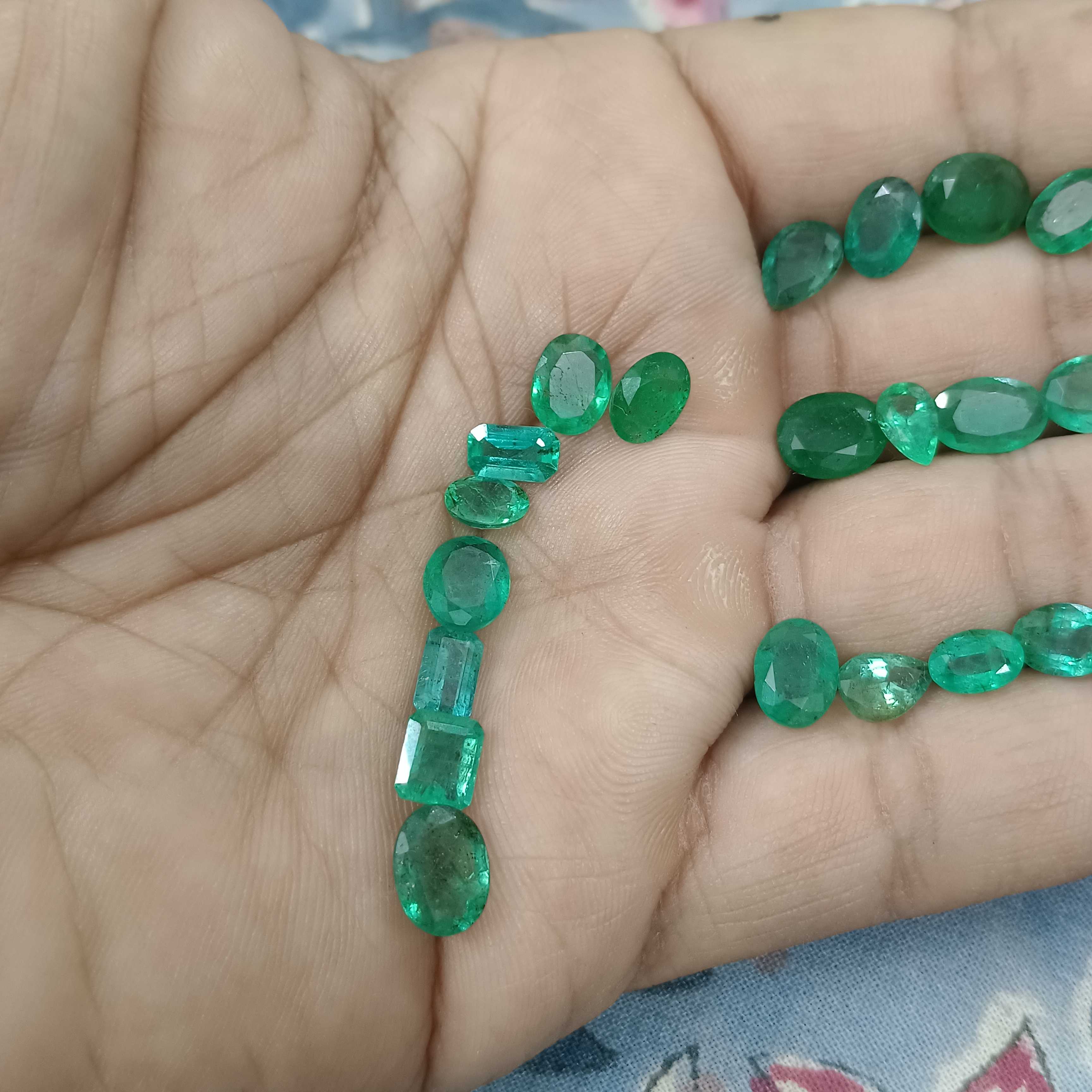 42.5ct medium to deep color multi shape emerald gemstone lot